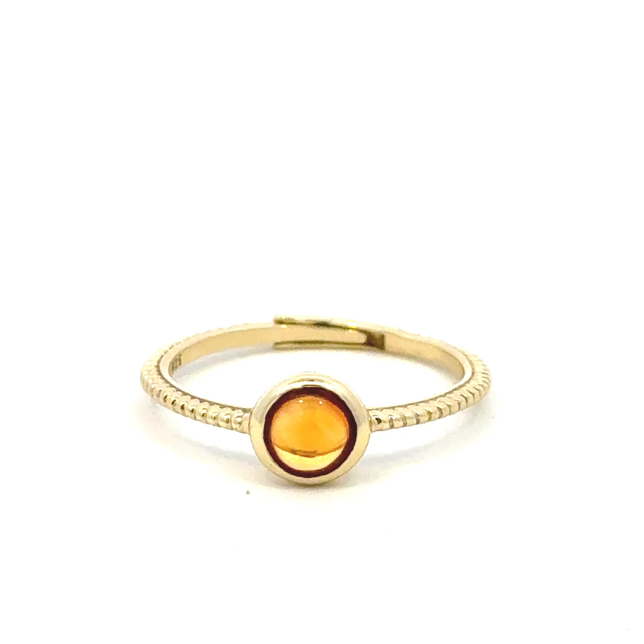Color Candy Collection Rings with 1 pcs 5MM RD Citrine set on 1.45 gr SS/14k YG 