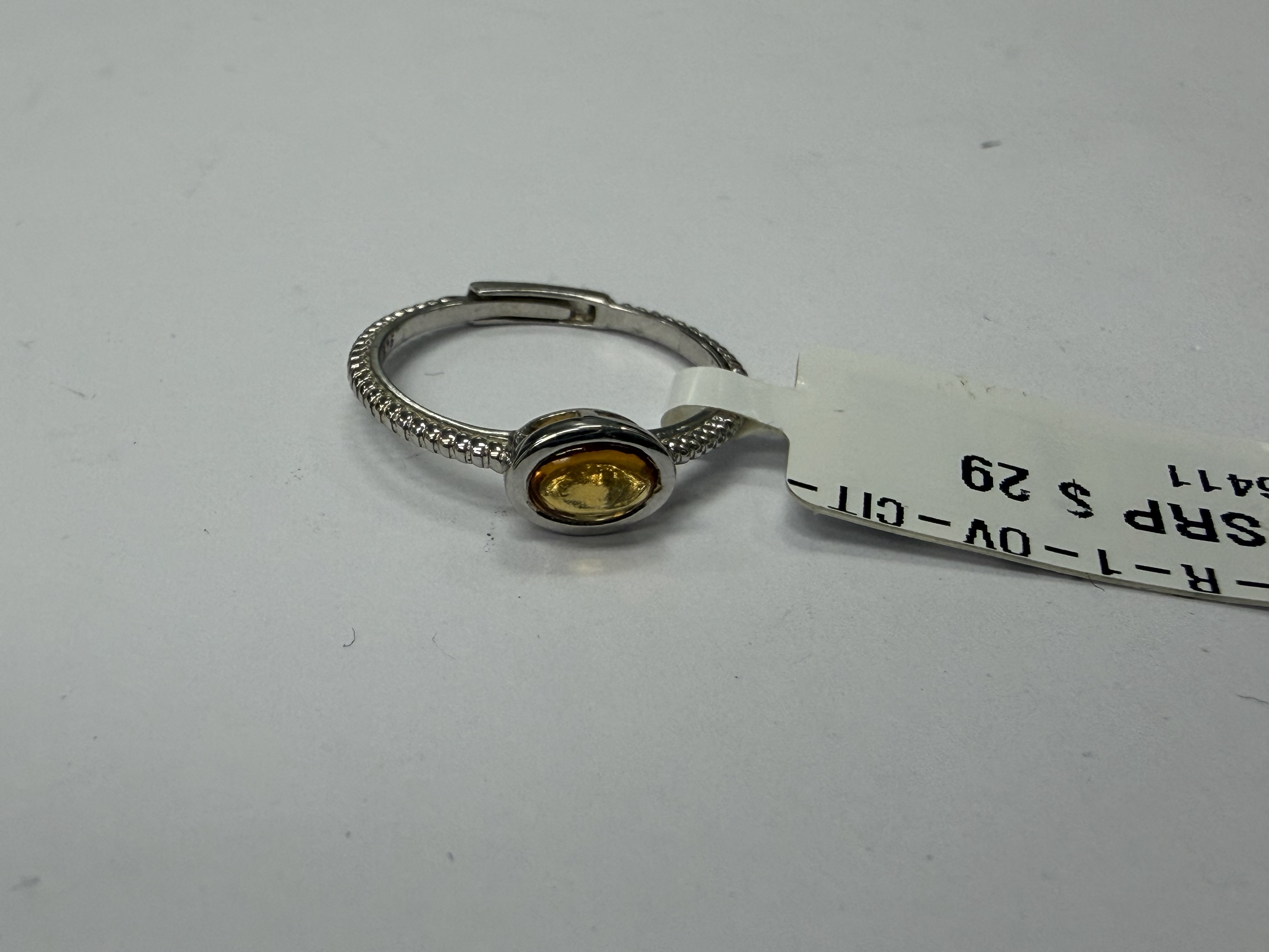 Color Candy Collection Rings with 1 pcs 6X4 OV Citrine set on 1.5 gr SS/14k WG 