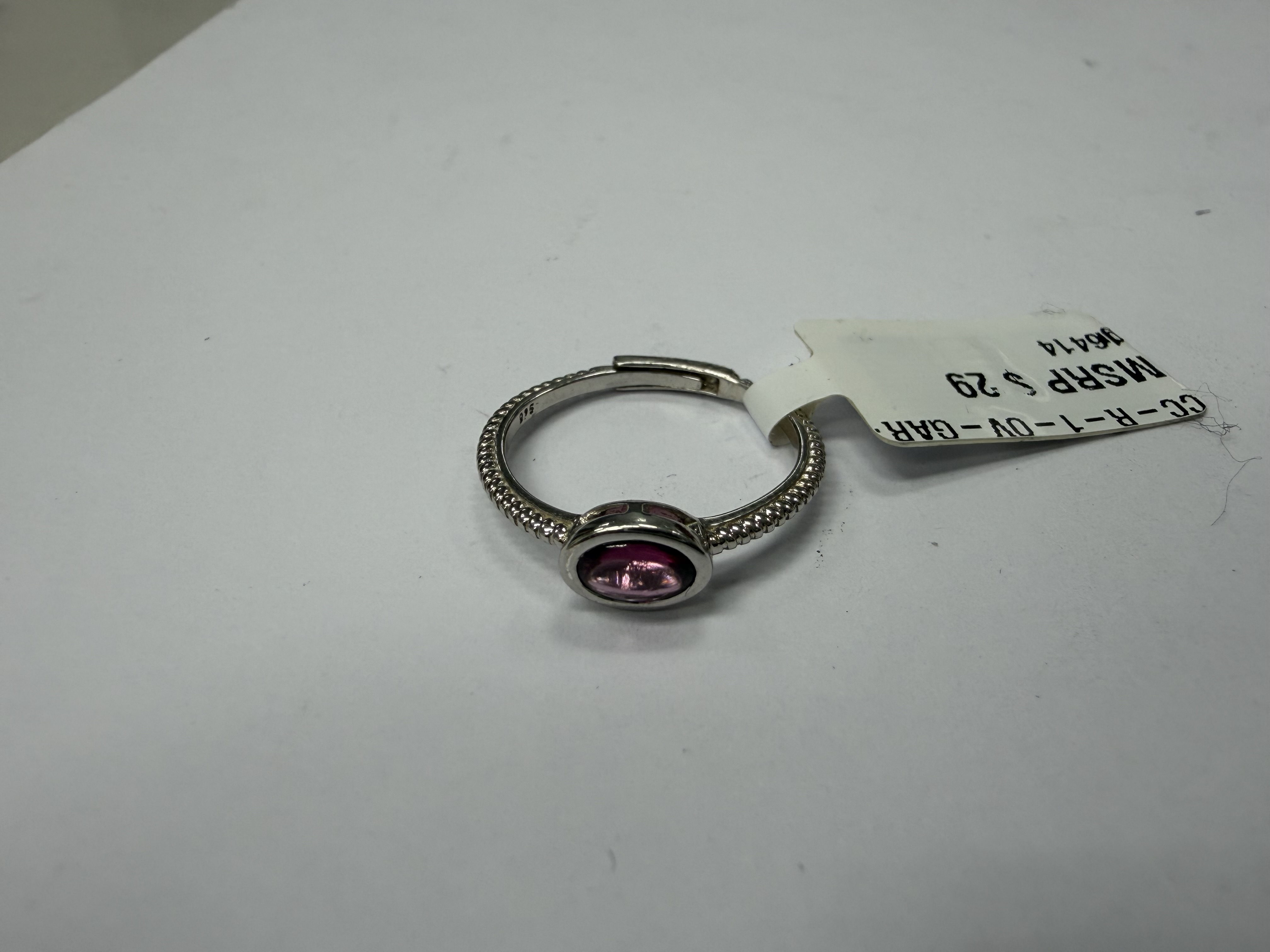 Color Candy Collection Rings with 1 pcs 6X4 OV Garnet set on 1.5 gr SS/14k WG 