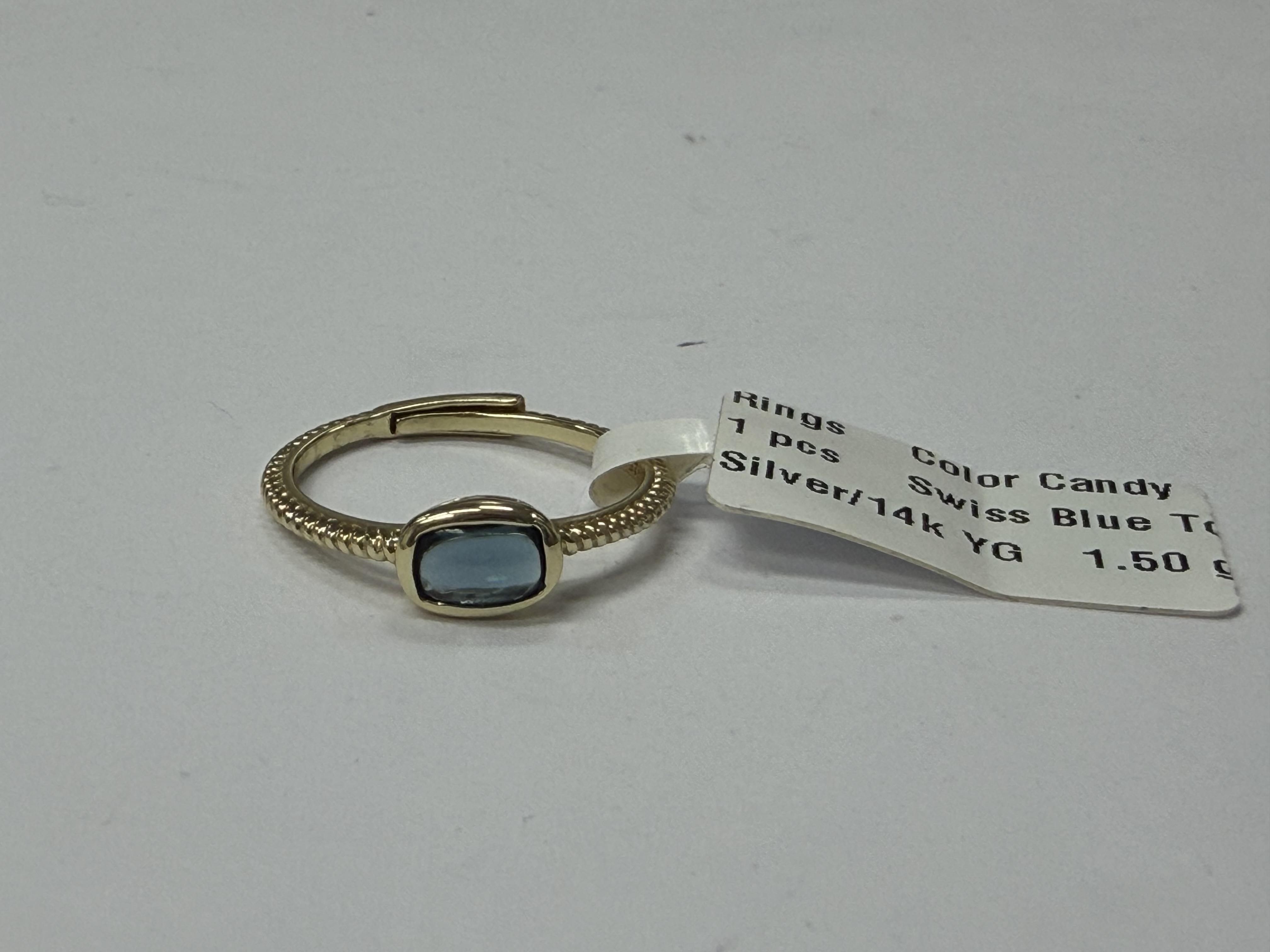 Color Candy Collection Rings with 1 pcs 6X4 CU Peridot set on 1.5 gr SS/14k YG 