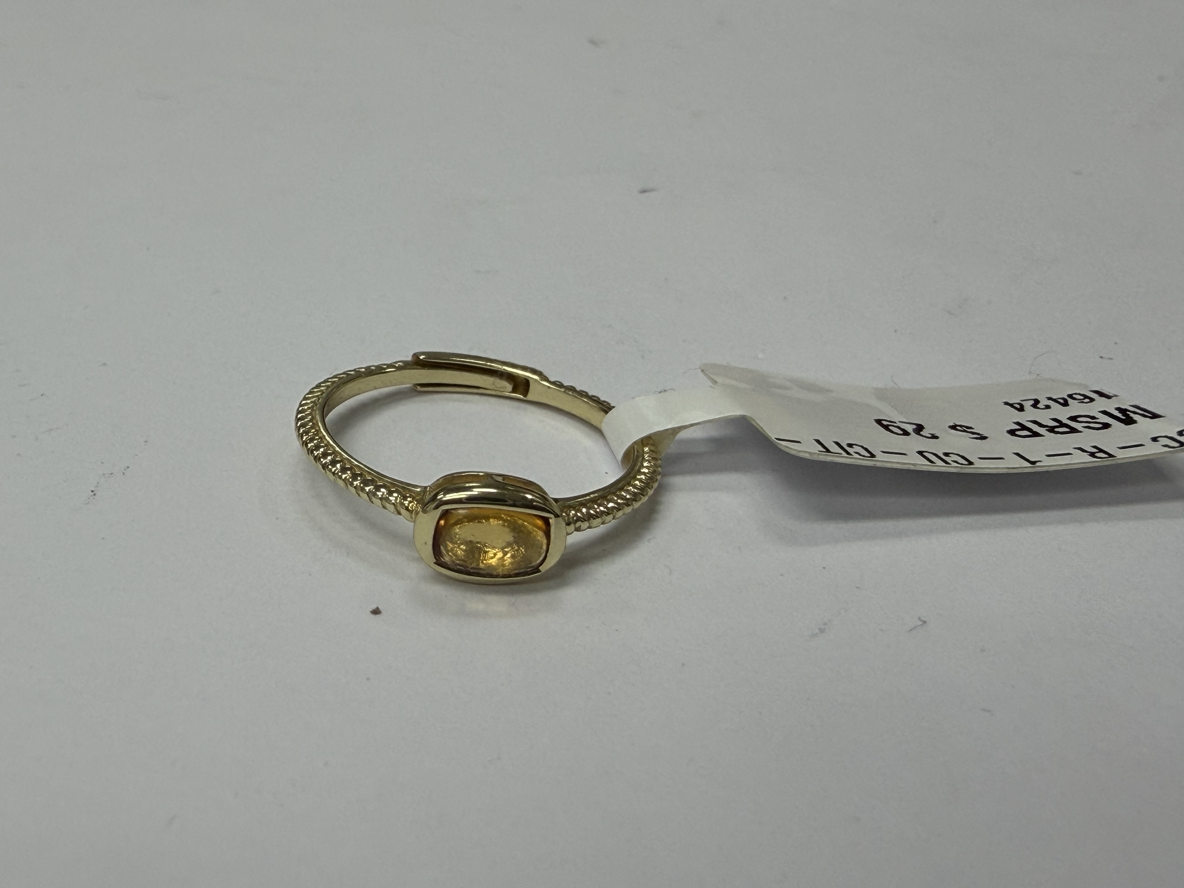 Color Candy Collection Rings with 1 pcs 6X4 CU Citrine set on 1.5 gr SS/14k YG 