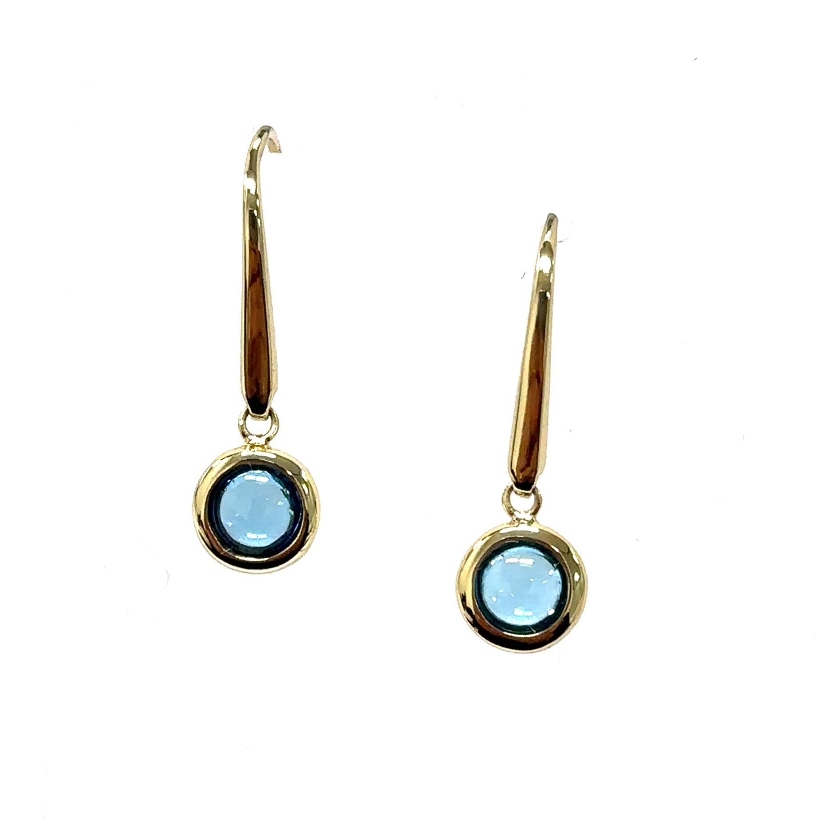 Color Candy Collection Earrings with 2 pcs 5MM RD Swiss Blue Topaz set on 1.45 gr SS/14k YG 
