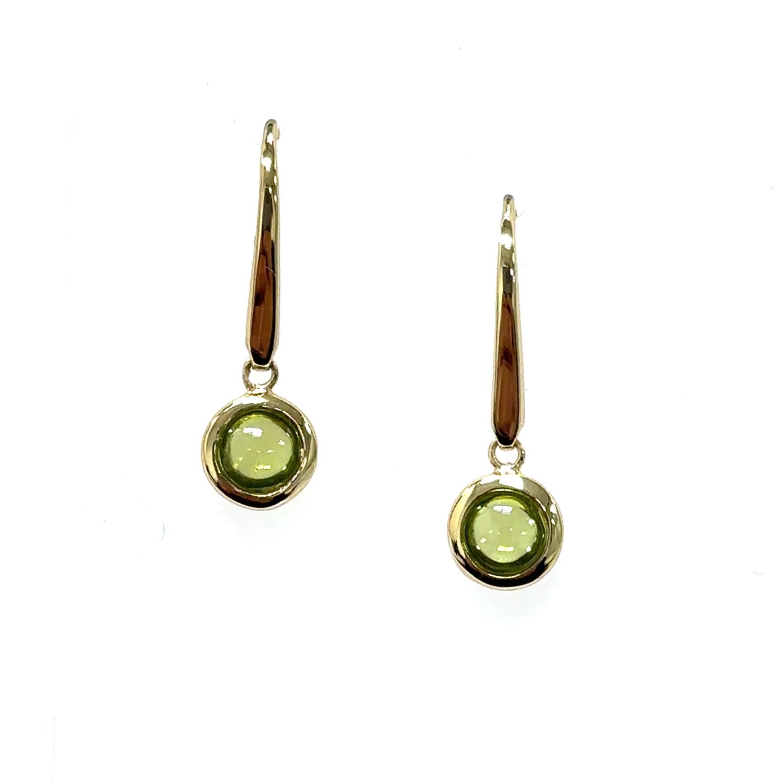 Color Candy Collection Earrings with 2 pcs 5MM RD Peridot set on 1.45 gr SS/14k YG 