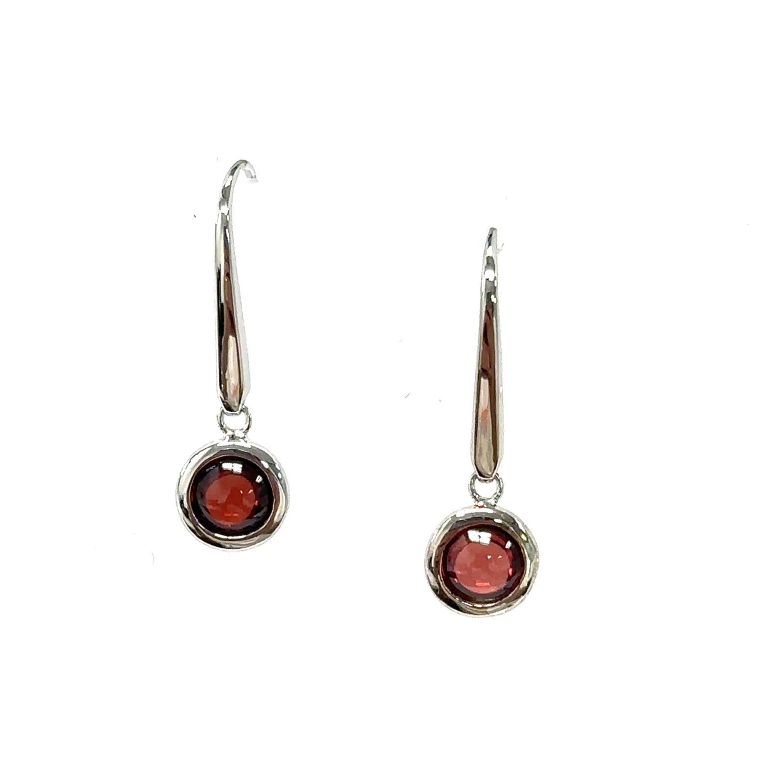 Color Candy Collection Earrings with 2 pcs 5MM RD Garnet set on 1.45 gr SS/14k WG 