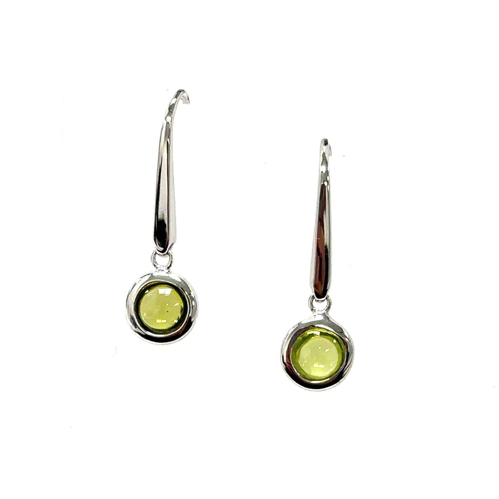 Color Candy Collection Earrings with 2 pcs 5MM RD Peridot set on 1.45 gr SS/14k WG 