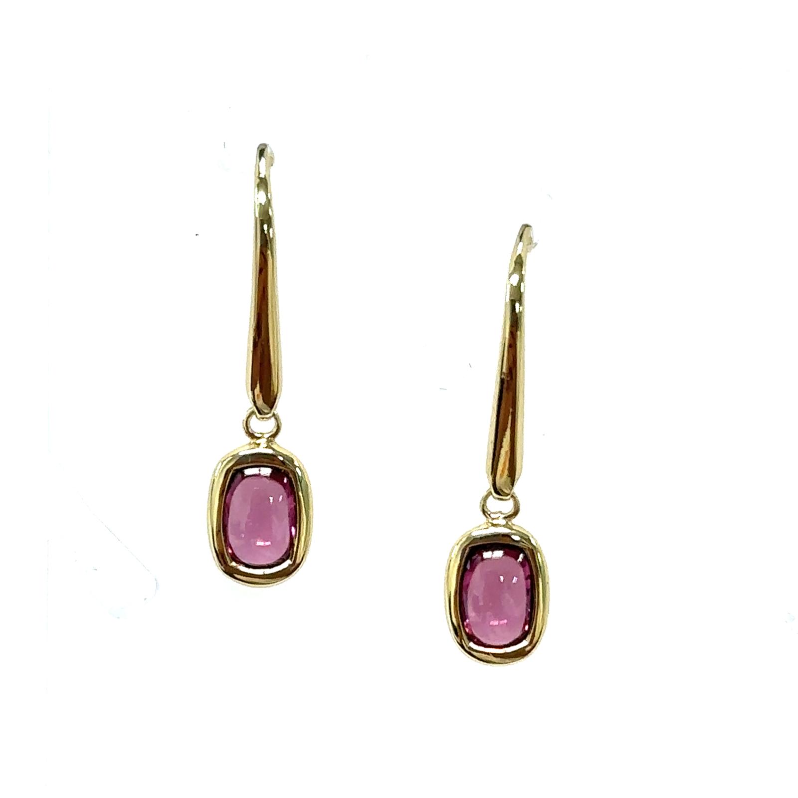 Color Candy Collection Earrings with 2 pcs 6X4 CU Amethyst set on 1.55 gr SS/14k YG 