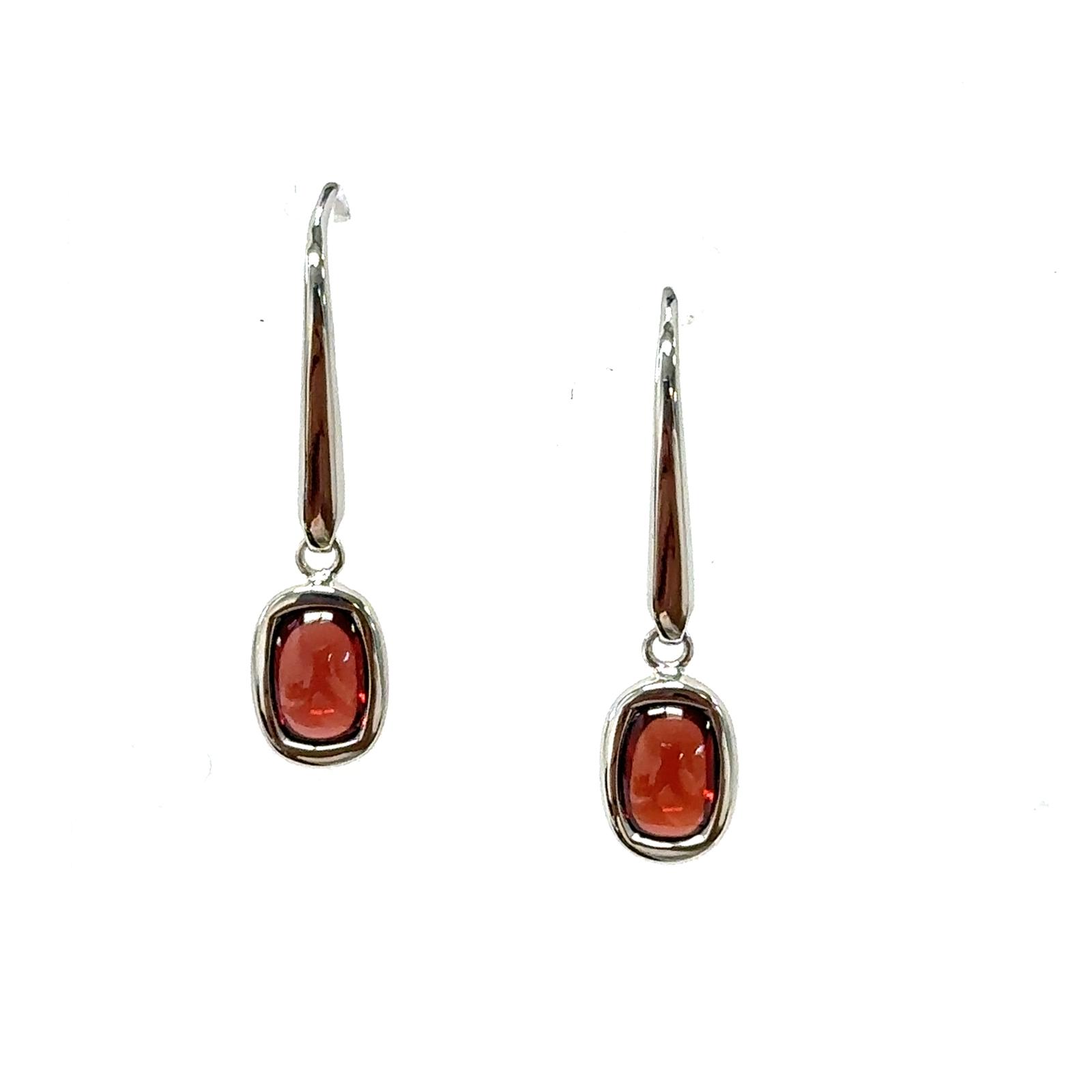 Color Candy Collection Earrings with 2 pcs 6X4 CU Garnet set on 1.55 gr SS/14k WG 