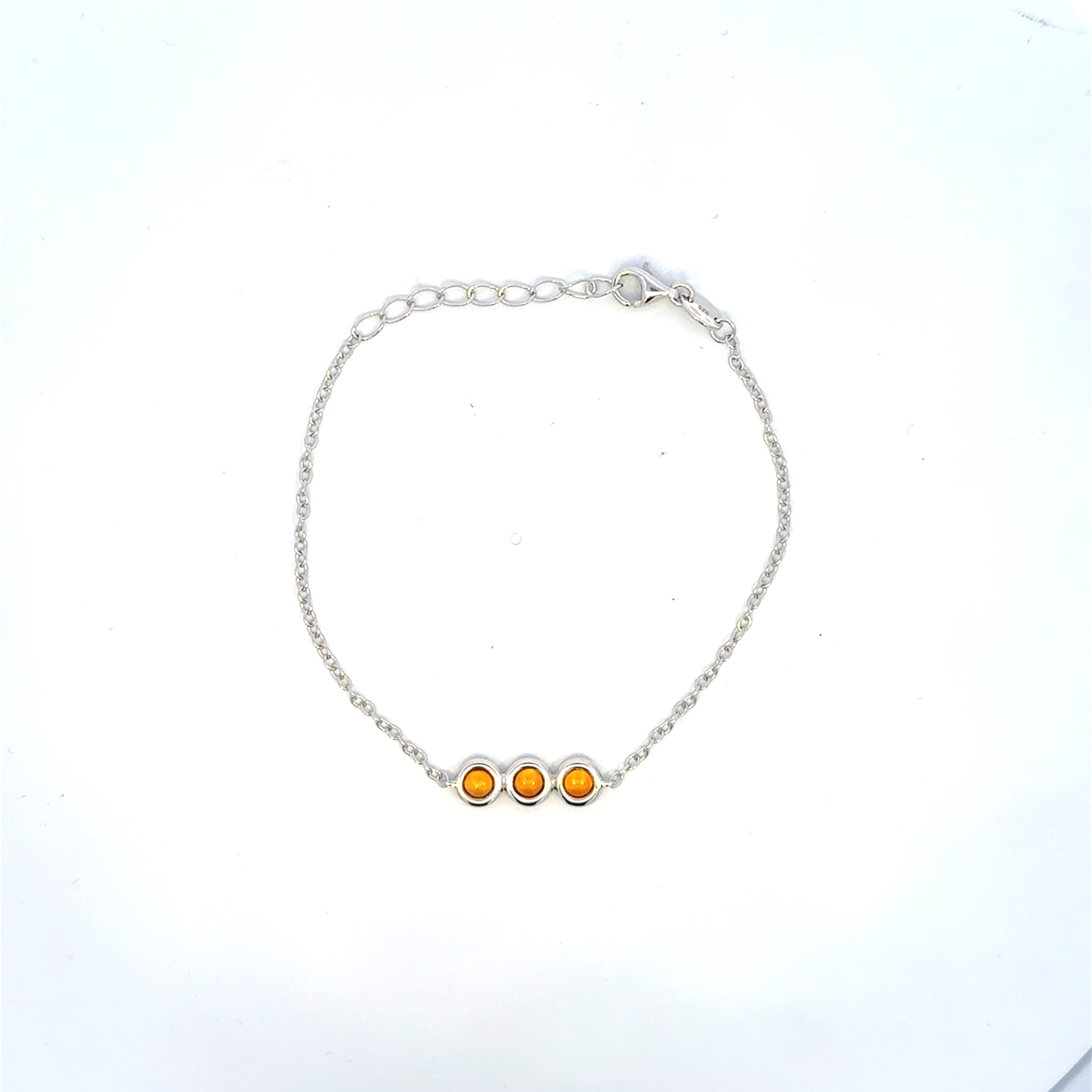 Color Candy Collection Bracelet with 3 pcs 4.5MM RD Citrine set on 2.35 gr SS/14k WG 