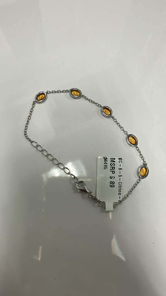 Color Candy Collection Bracelet with 5 pcs 6X4 OV Citrine set on 2.76 gr SS/14k WG 