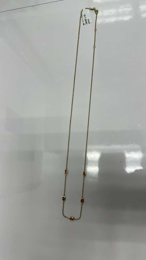 Color Candy Collection Necklace with 5 pcs 5X3 OV Garnet set on 3.95 gr SS/14k YG 