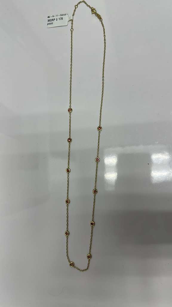 Color Candy Collection Necklace with 11 pcs  RD Citrine set on 5.85 gr SS/14k YG 