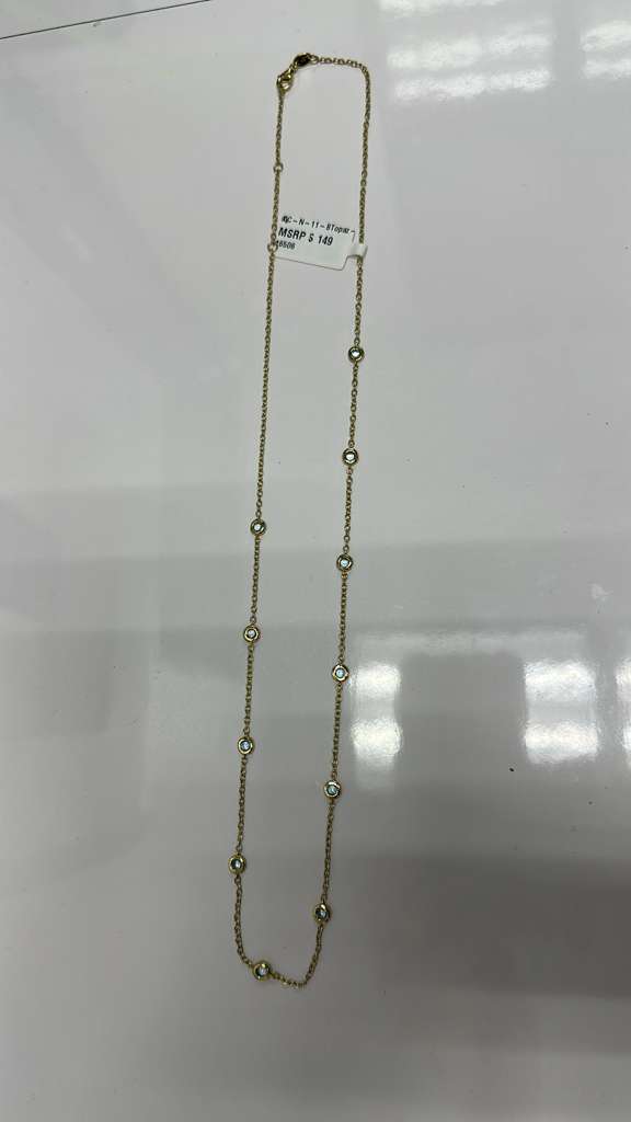 Color Candy Collection Necklace with 11 pcs 3MM RD Blue Topaz set on 5.35 gr SS/14k YG 