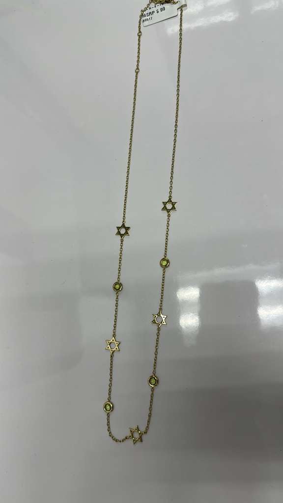 Color Candy Collection Necklace with 4 pcs 4.5MM RD Peridot set on 6.1 gr SS/14k YG 