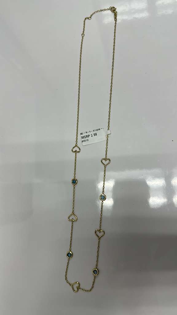 Color Candy Collection Necklace with 4 pcs 4.5MM RD Blue Topaz set on 6.1 gr SS/14k YG 