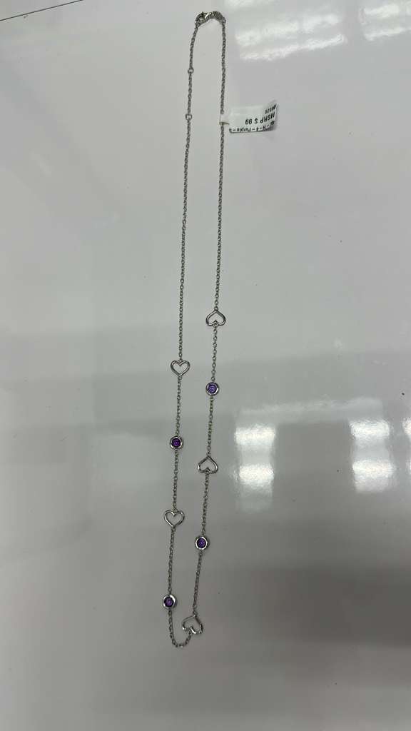 Color Candy Collection Necklace with 4 pcs 4.5MM RD Amethyst set on 6.1 gr SS/14k WG 