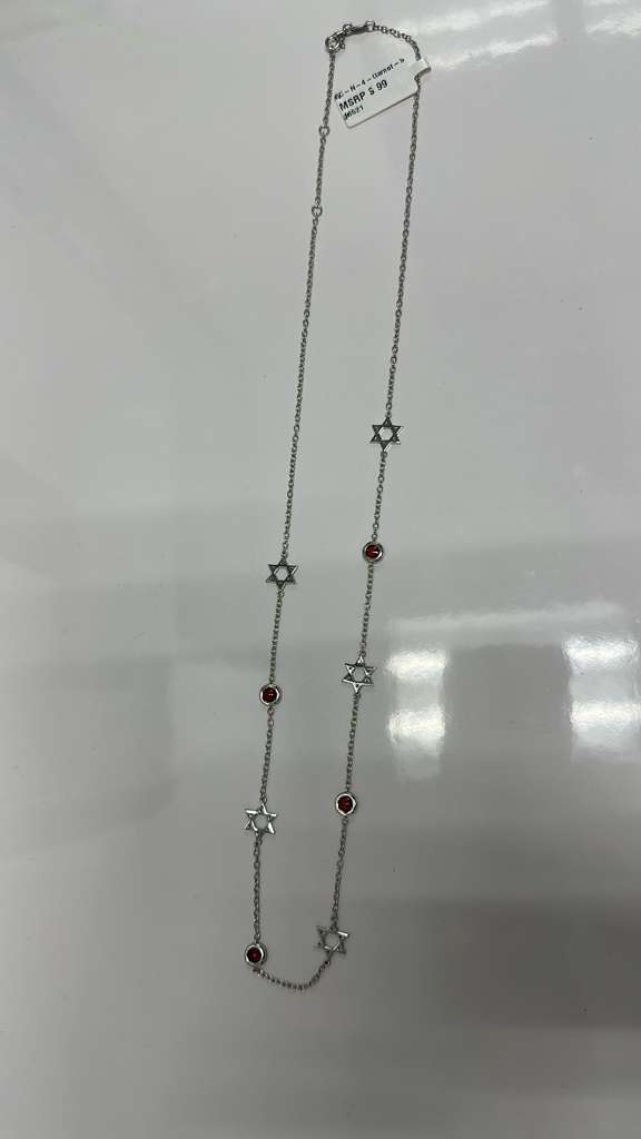 Color Candy Collection Necklace with 4 pcs 4.5MM RD Garnet set on 6.1 gr SS/14k WG 