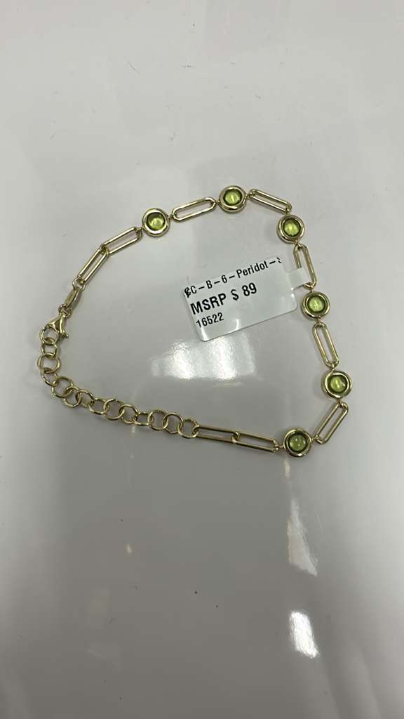 Color Candy Collection Bracelet with 6 pcs 5MM RD Peridot set on  gr SS/14k YG 