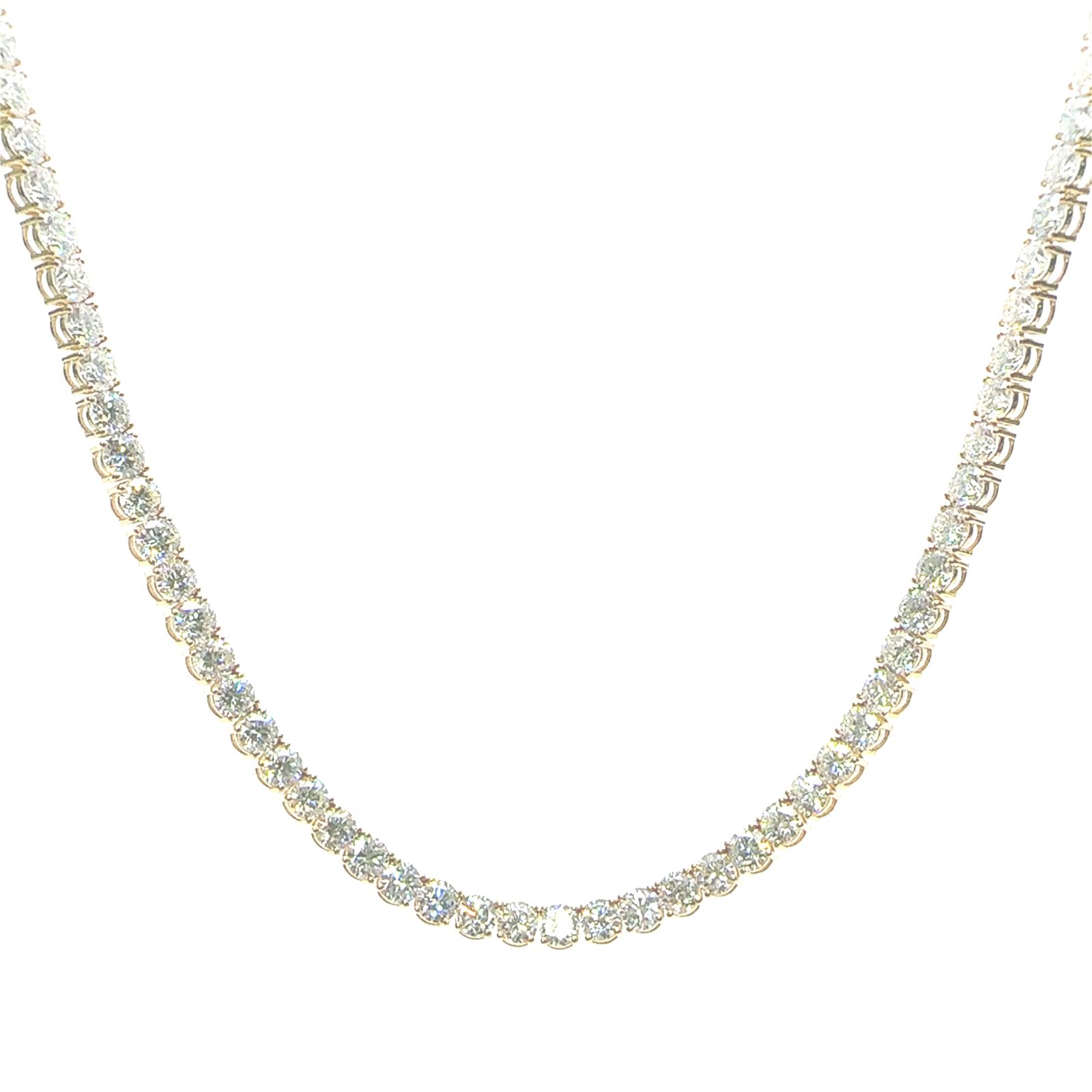 LUCY Collection Necklace with 136 pcs 19.8 ctw set on 10.91 gr 14k YG 14.87 GW