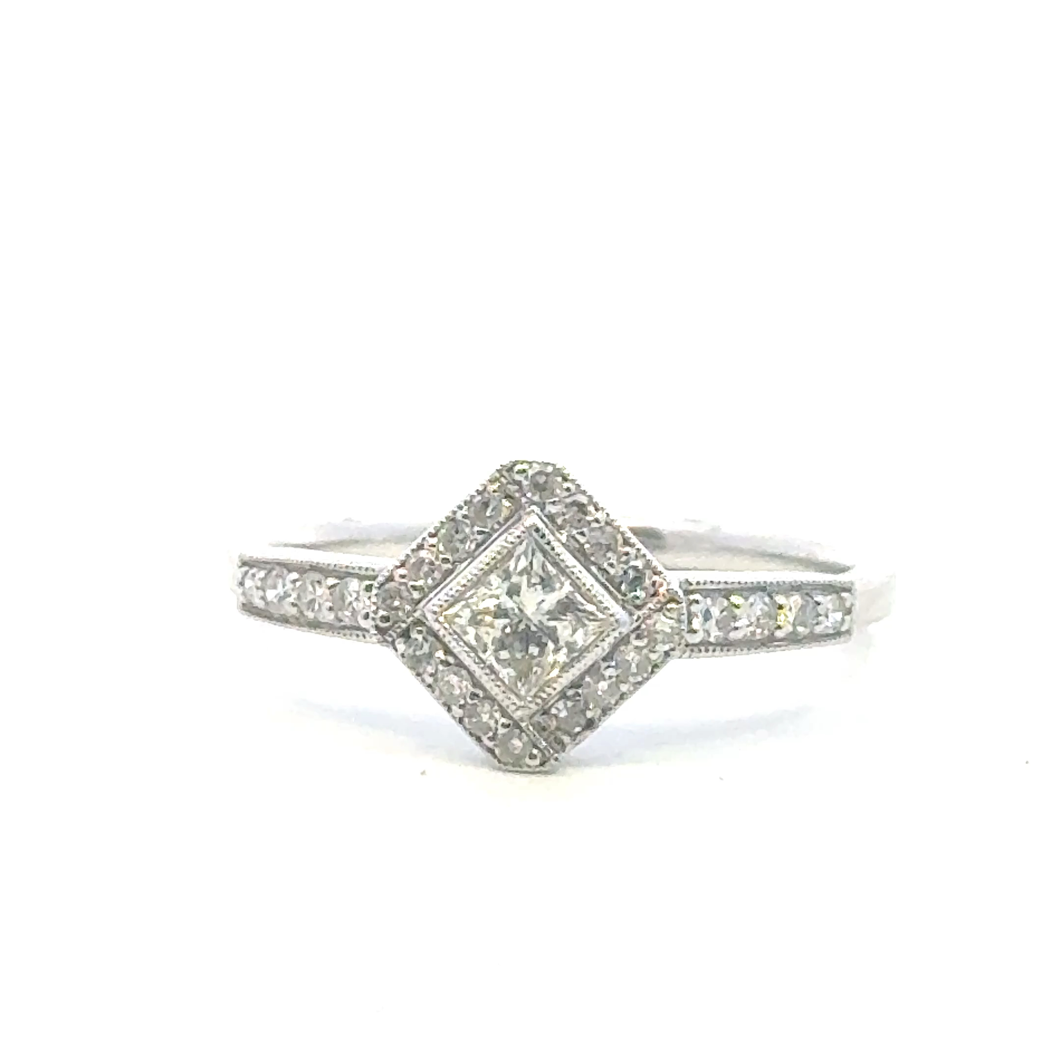 Vintage Rings  0.59   with 0.37  Princess Diamond 0.22  Sides set on 2.83gr 14k WG