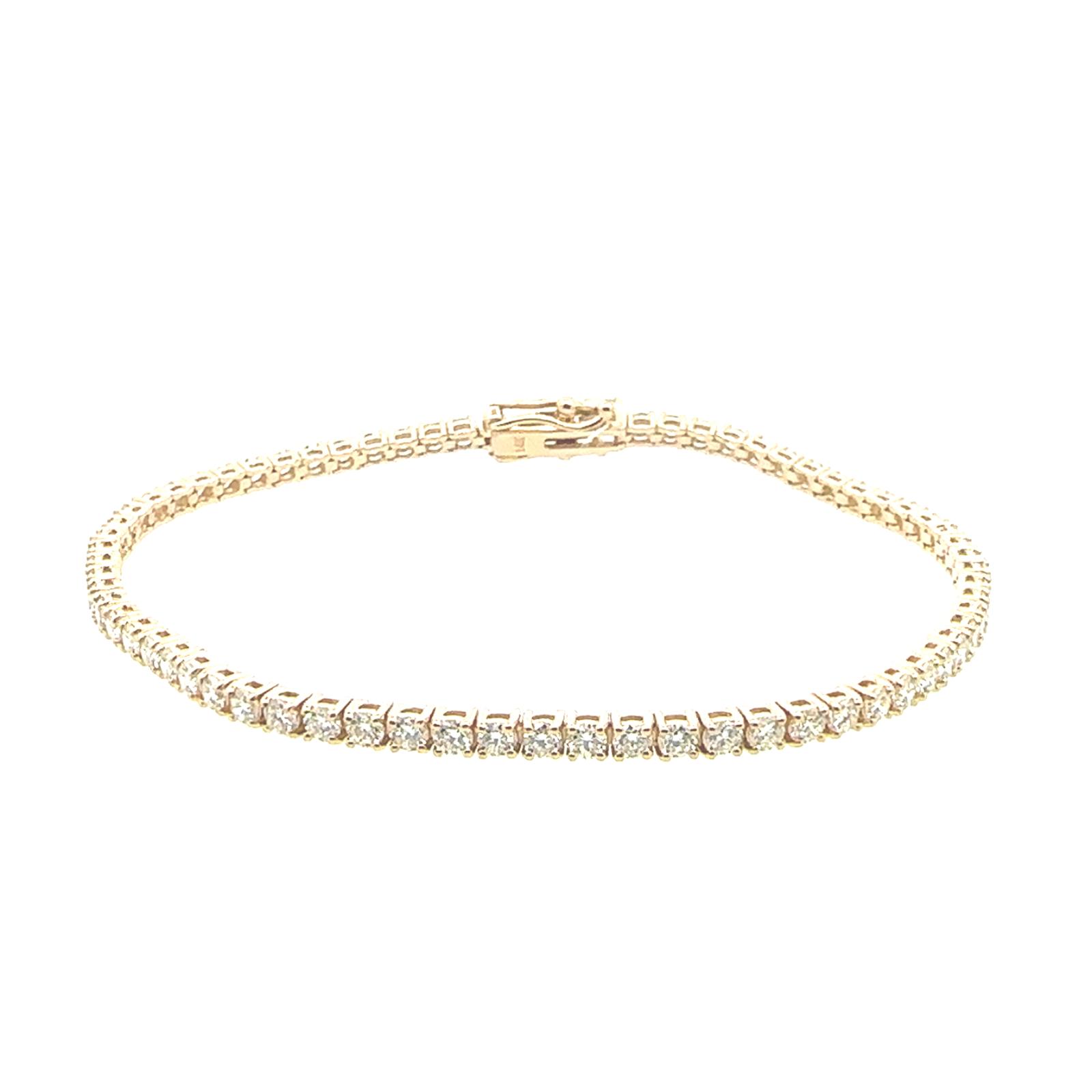 14k YG Diamond  Bracelet  Round 2.99CT 70D  -2.99CTW  6.86GR  7
