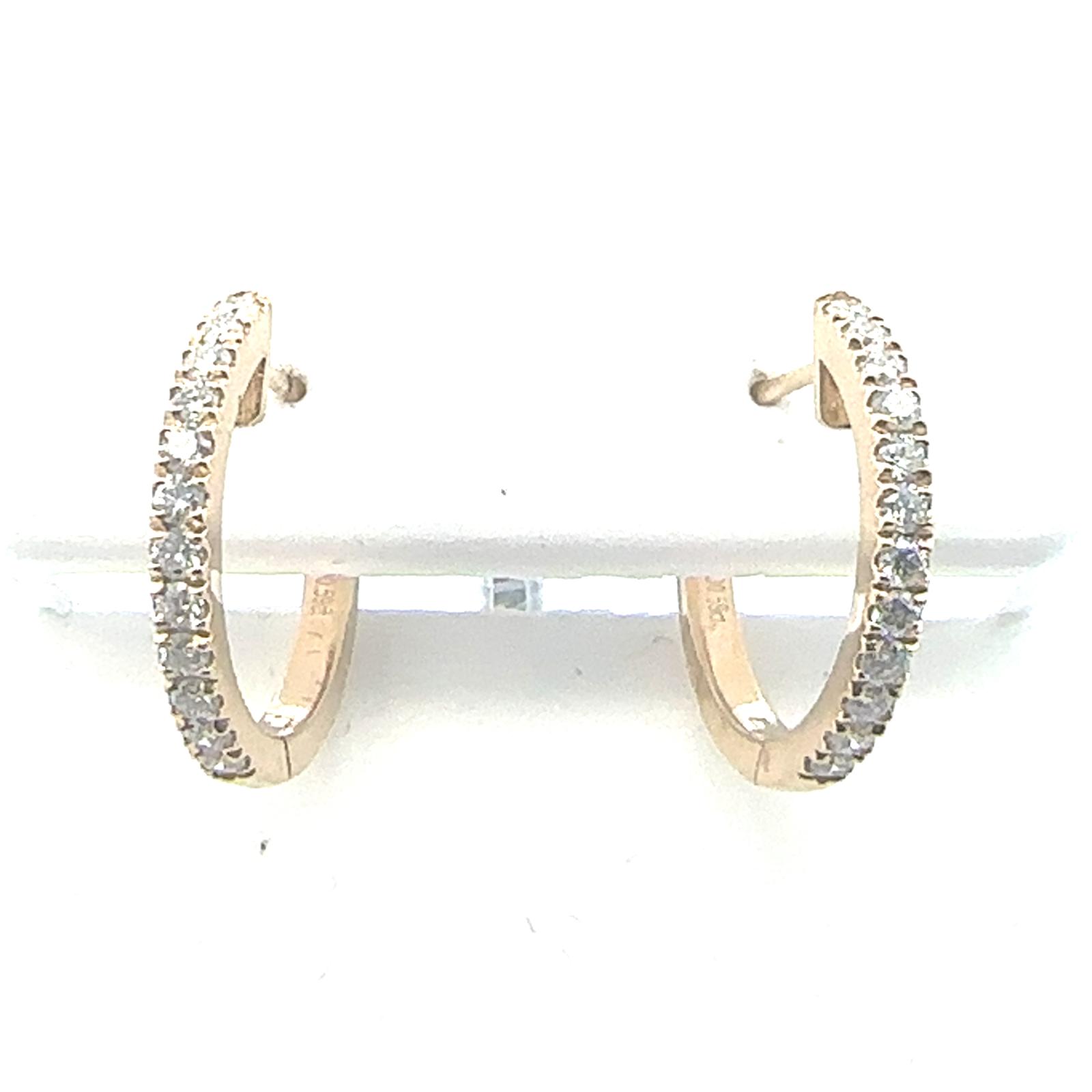 Basics Earrings  HOOPS 0.59 ct Natural Diamond 24 DIA 1.8MM Diamond Earrings , With 4.23G 14ky - 4.35 GW