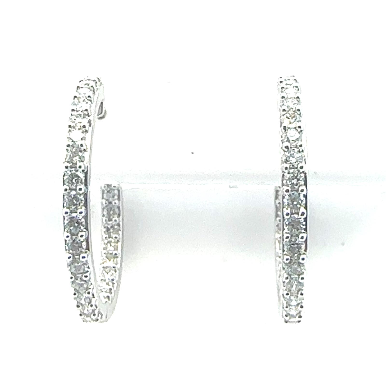 Basics Earrings  1.00   with 1.00  Round Brilliant Diamond Sides set on 6.18gr 14k WG