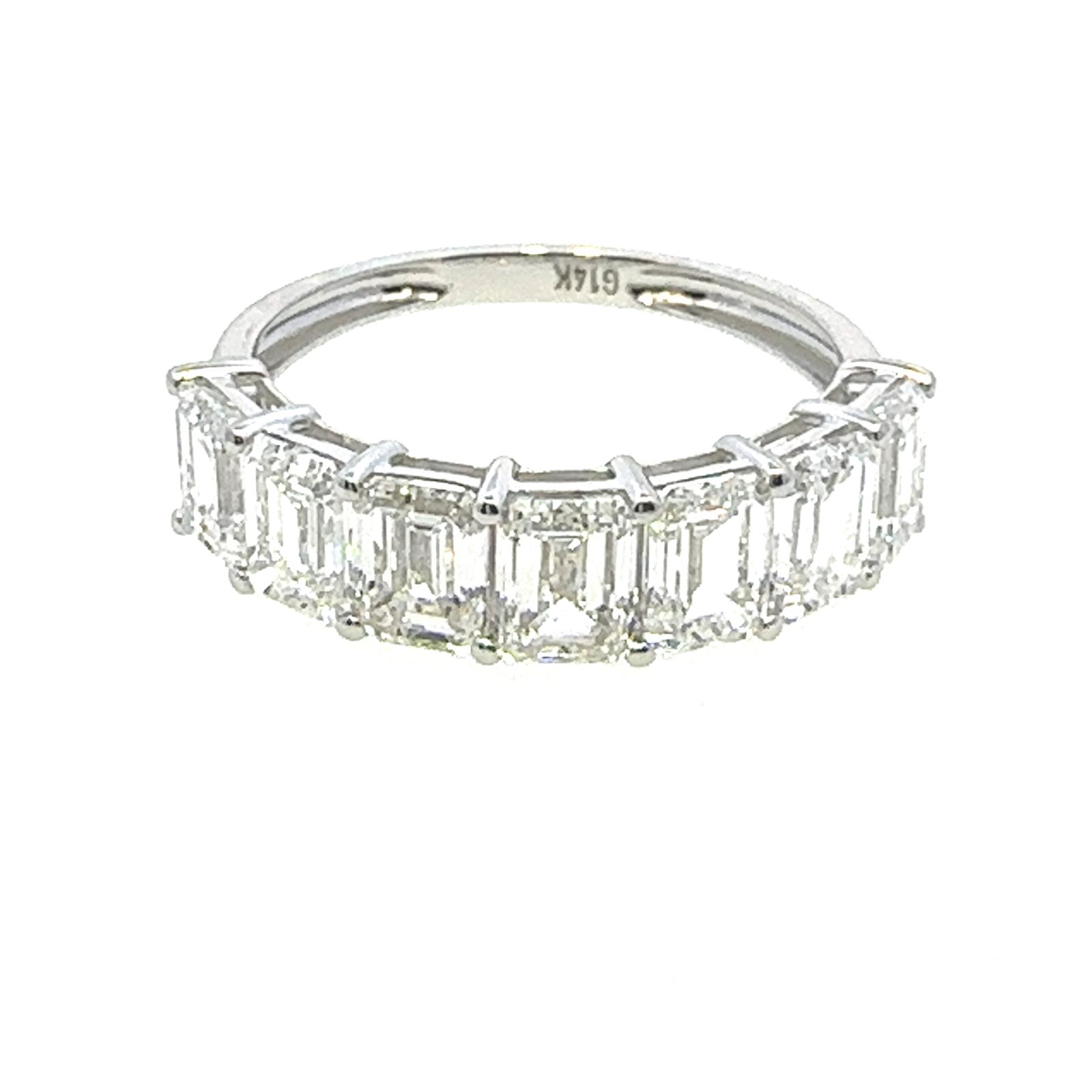 Lab Grown Fancy Band Rings with 7 pcs EM 2.2 ctw set on 2.81 gr 14k WG 3.25 GW