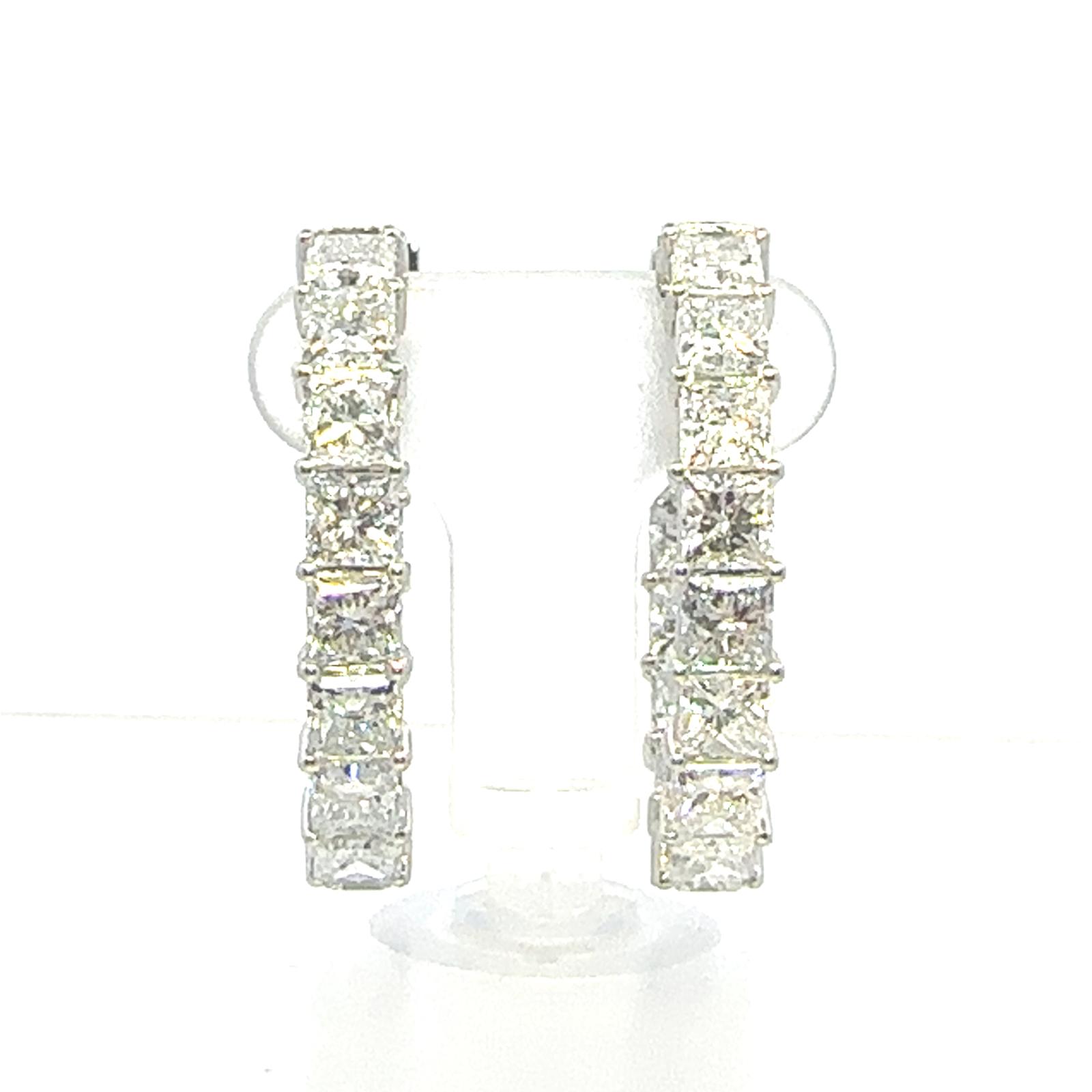 Lab Grown Fancy Hoop Earrings with 30 pcs PR 9.39 ctw set on 4.6904 gr 14k WG 6.57 GW