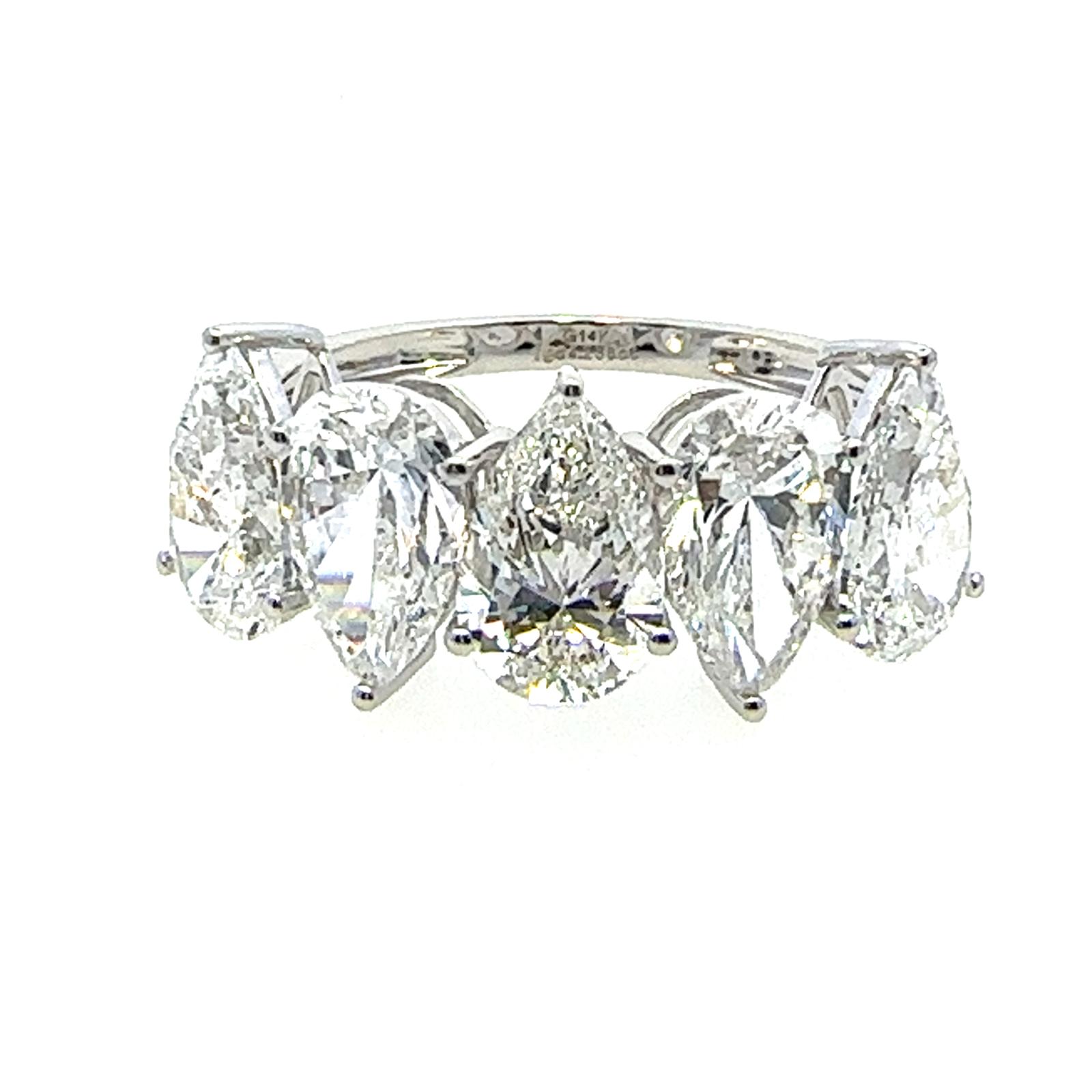 Lab Grown Fancy Band Rings with 5 pcs 4.23 ctw set on 1.7324 gr 14k WG 2.58 GW