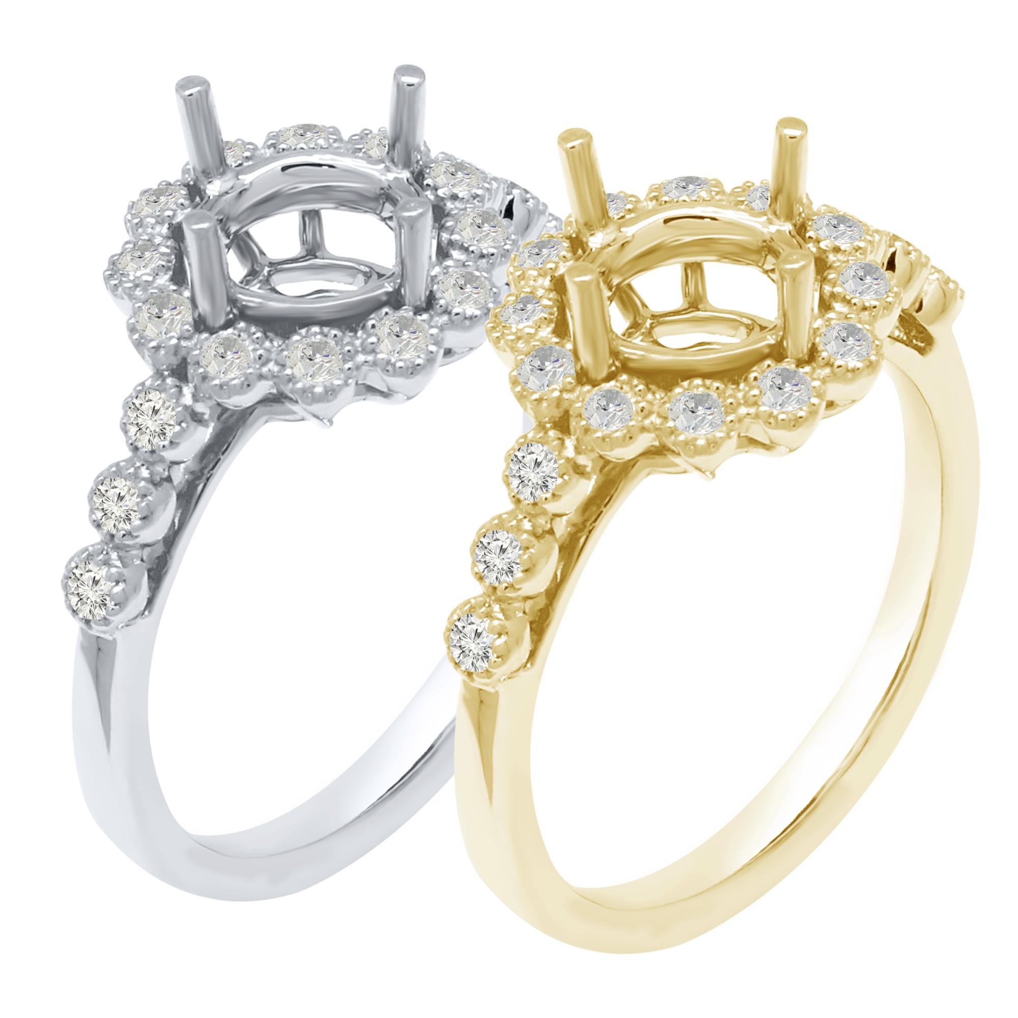 FASHION BRIDAL LAB GROWN 1.54 ctLG RD 7.13 MM Diamond Ring , With 0.33ct DIA - 18 NAT DIA , 3.08G 14ky - 3.31 GW