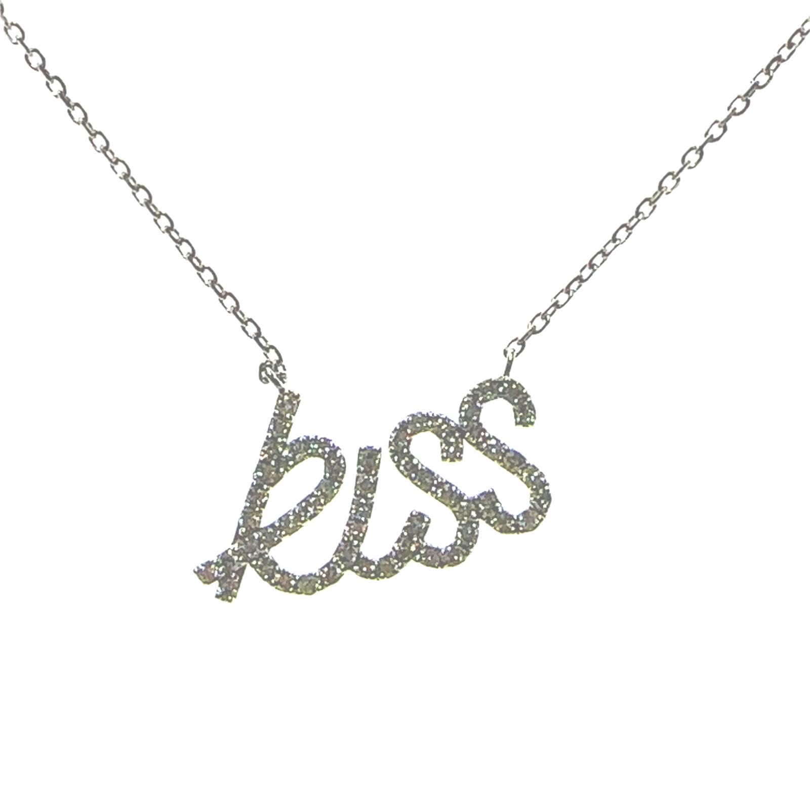 14KW NATURAL DIAMOND KISS NECKLACE, 54D-0.40CTW, 14KW-2.30GR