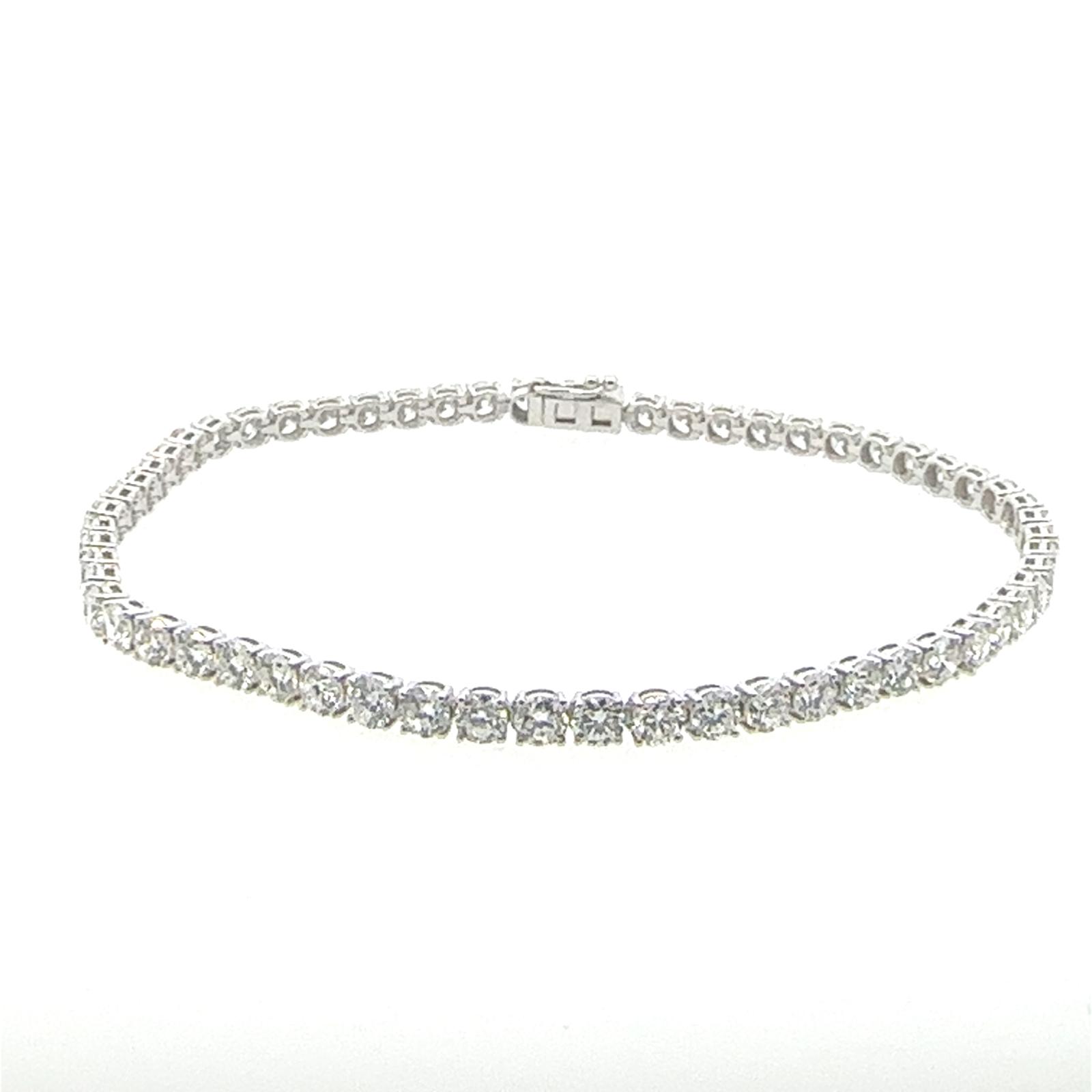 14KW LAB GROWN TENNIS BRACELET, 60RD-5.00CTW, 14KW-4.10GR