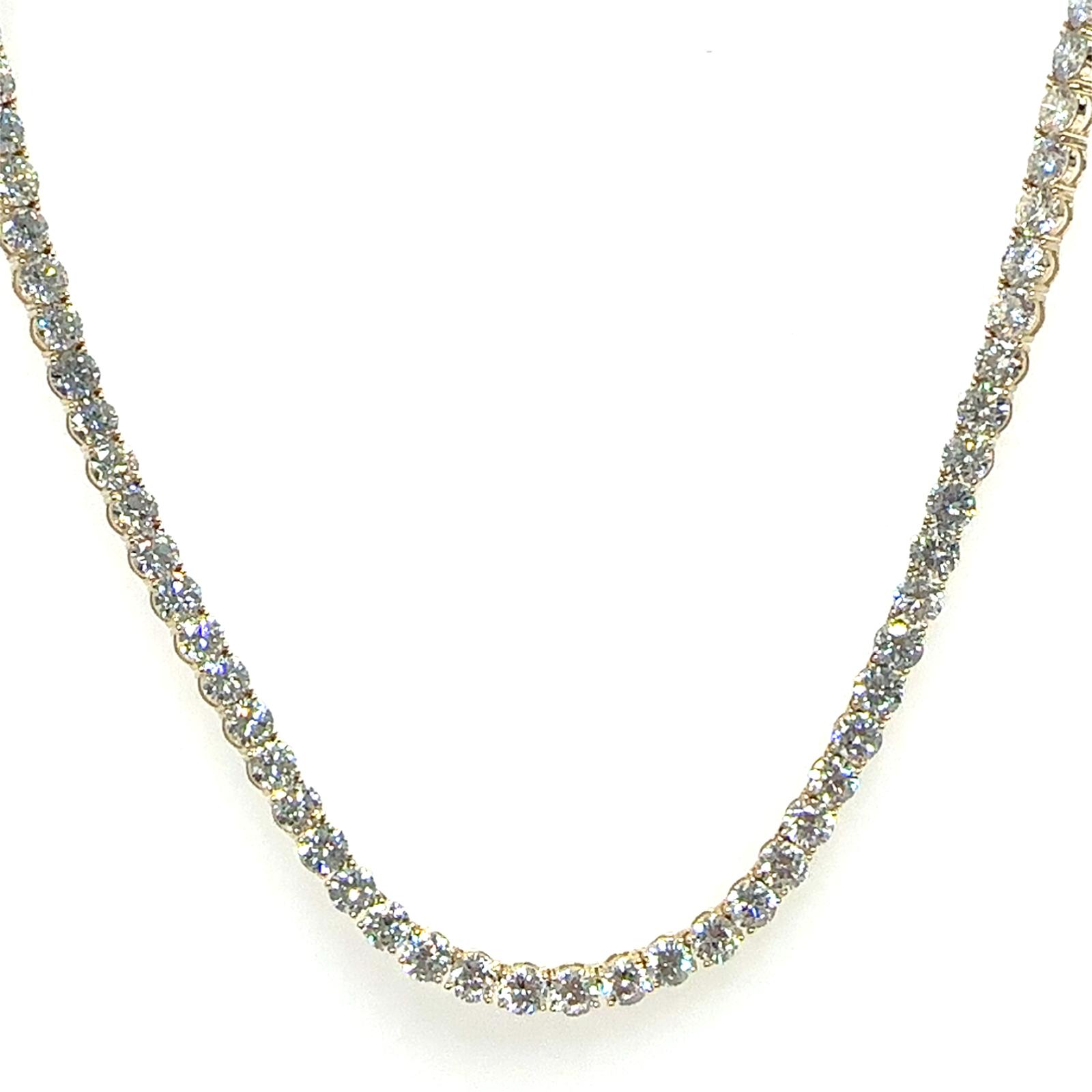 14KY LAB GROWN DIAMOND TENNIS NECKLACE, 125RD-20.26CTW 14KY-12.45GR 18 INCH