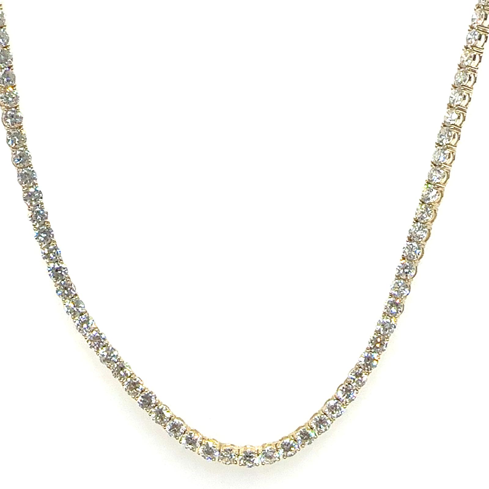 14KY LAB GROWN DIAMOND TENNIS NECKLACE, 143RD-15.54CTW 14KY-10.68GR 18 INCH