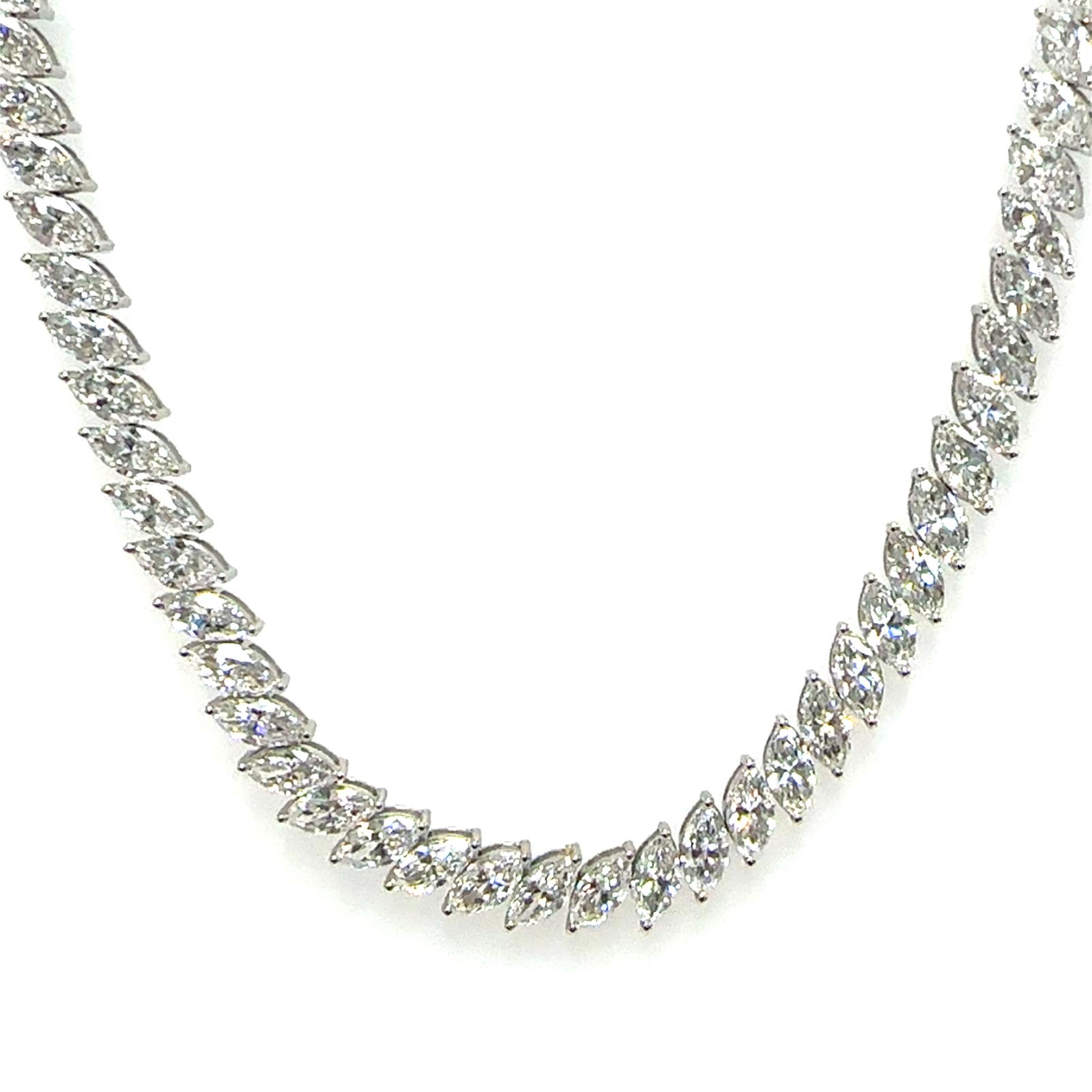 14KWG LAB GROWN DIAMOND TENNIS NECKLACE 107D-35.70CTW 14KW-18.62GR
