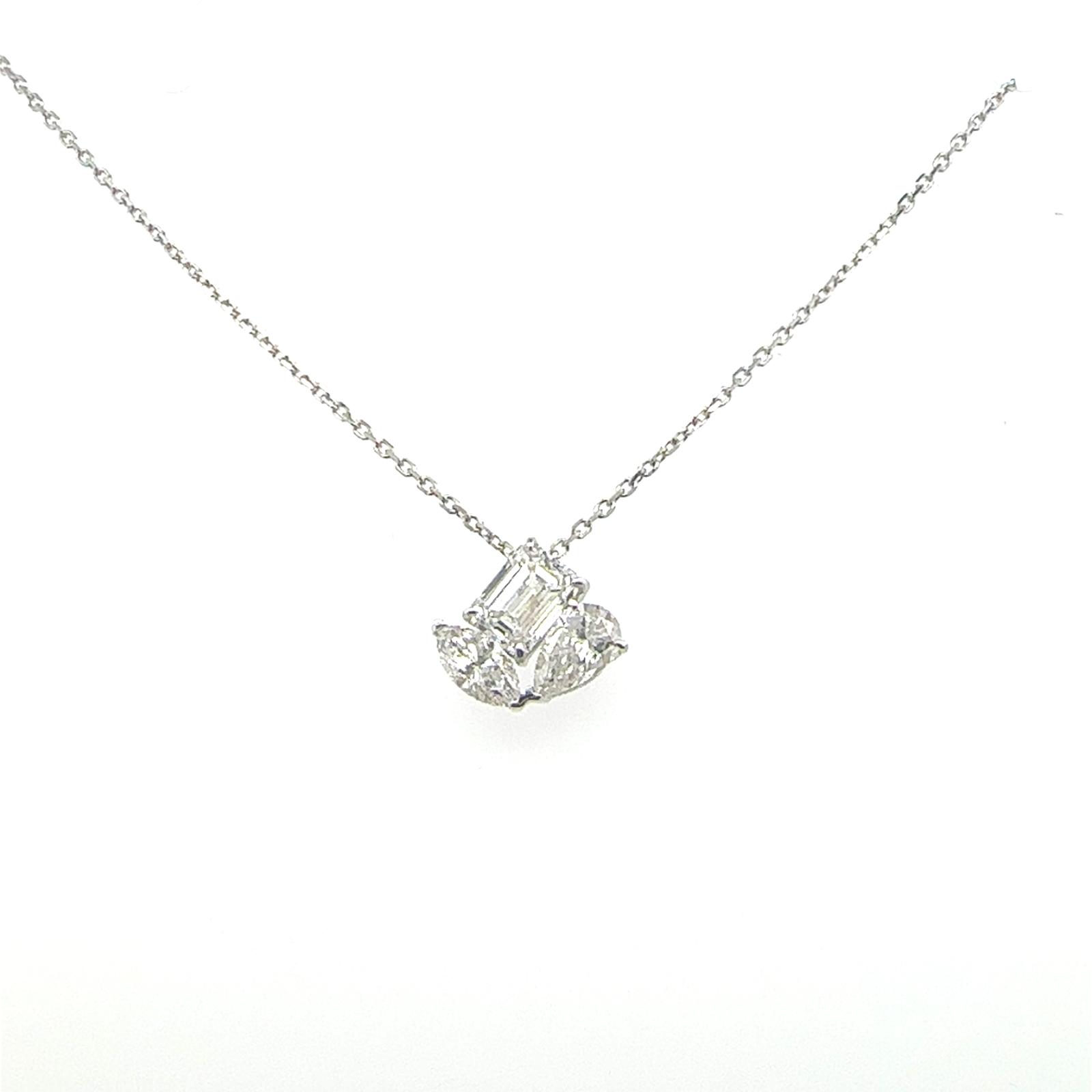 14KW LAB GROWN DIAMOND MIXED FANCY SHAPE NECKLACE 3D-1.60CTW 14KW-1.98GR