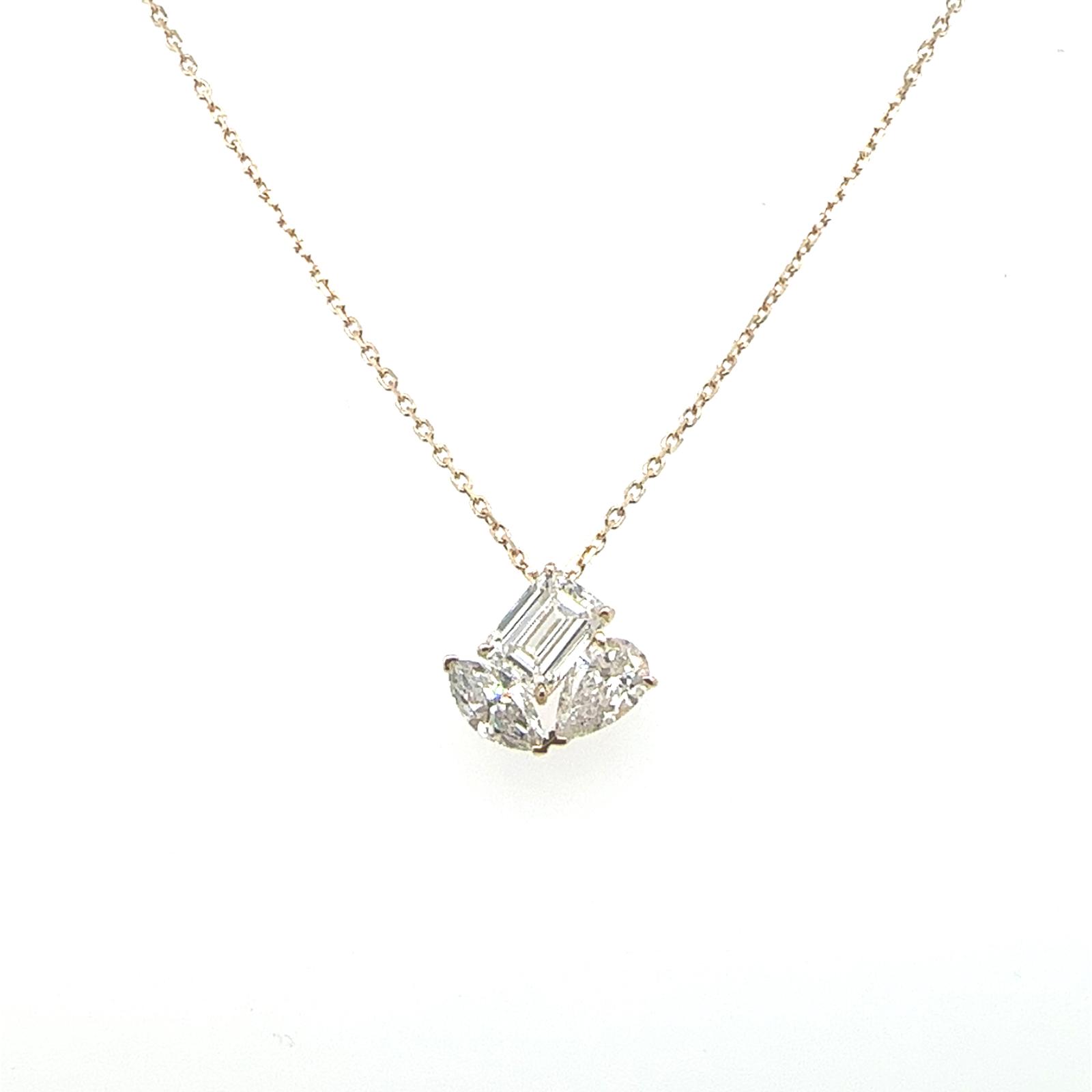 14KY LAB GROWN DIAMOND MIXED FANCY SHAPE NECKLACE 3D-1.60CTW 14KY-1.94GR