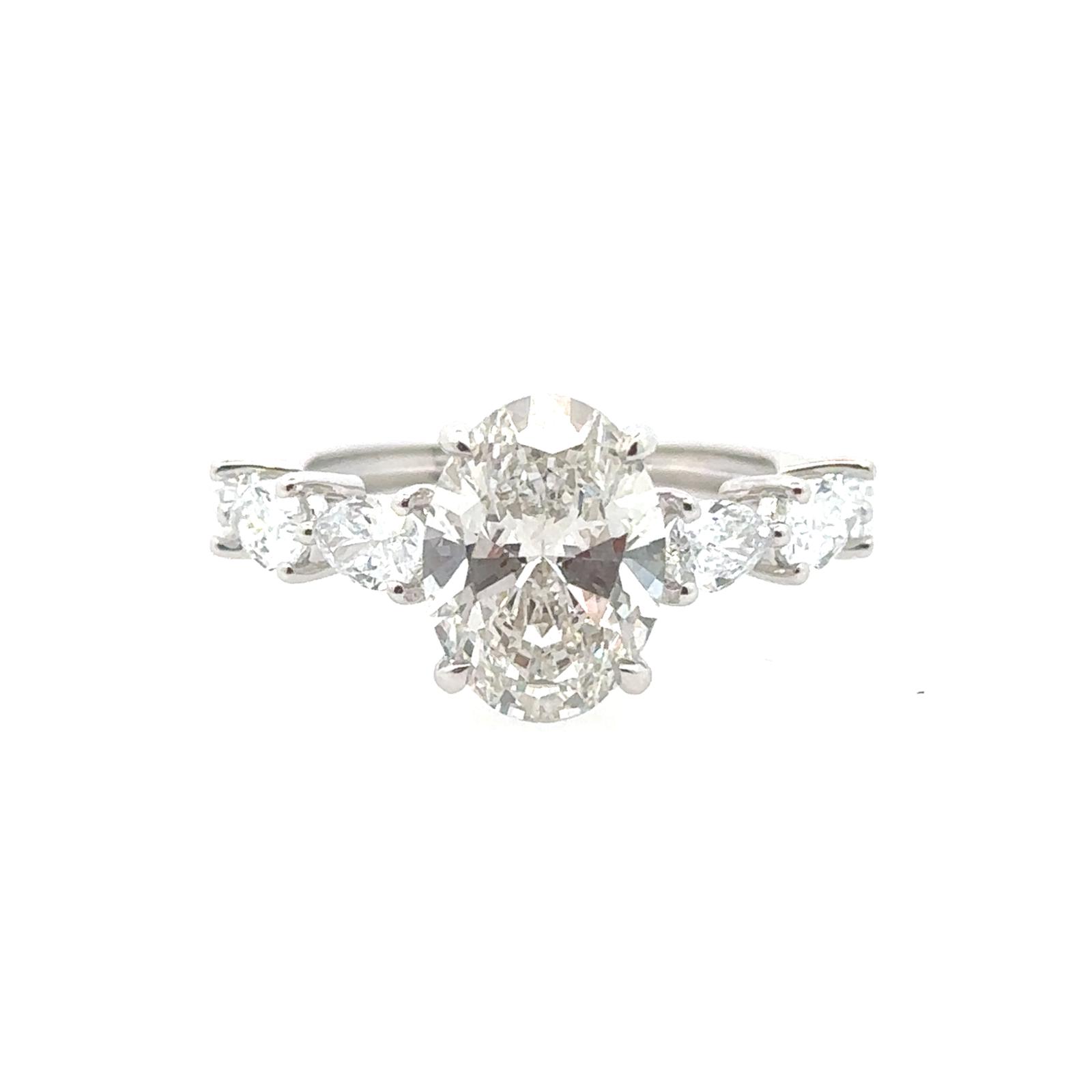 14KW 2.90CTW LAB GROWN DIAMOND ENGAGEMENT RING 1OC-2.20CT 6PE-0.70CT 14KW-2.42GR