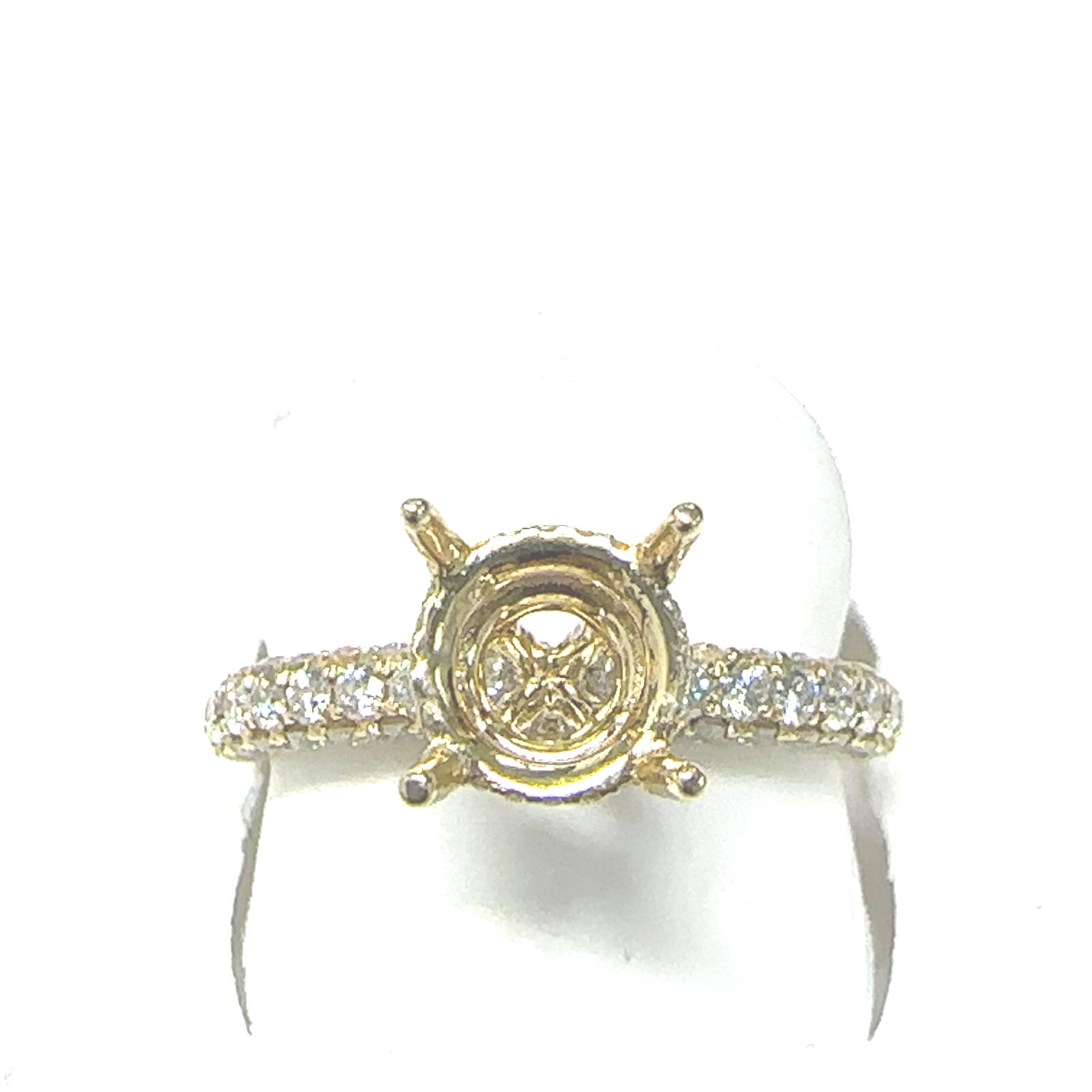 Bridal Collection Semi Mount 100 RD Natural Diamonds 0.9 set on 3.4 gr 14k YG