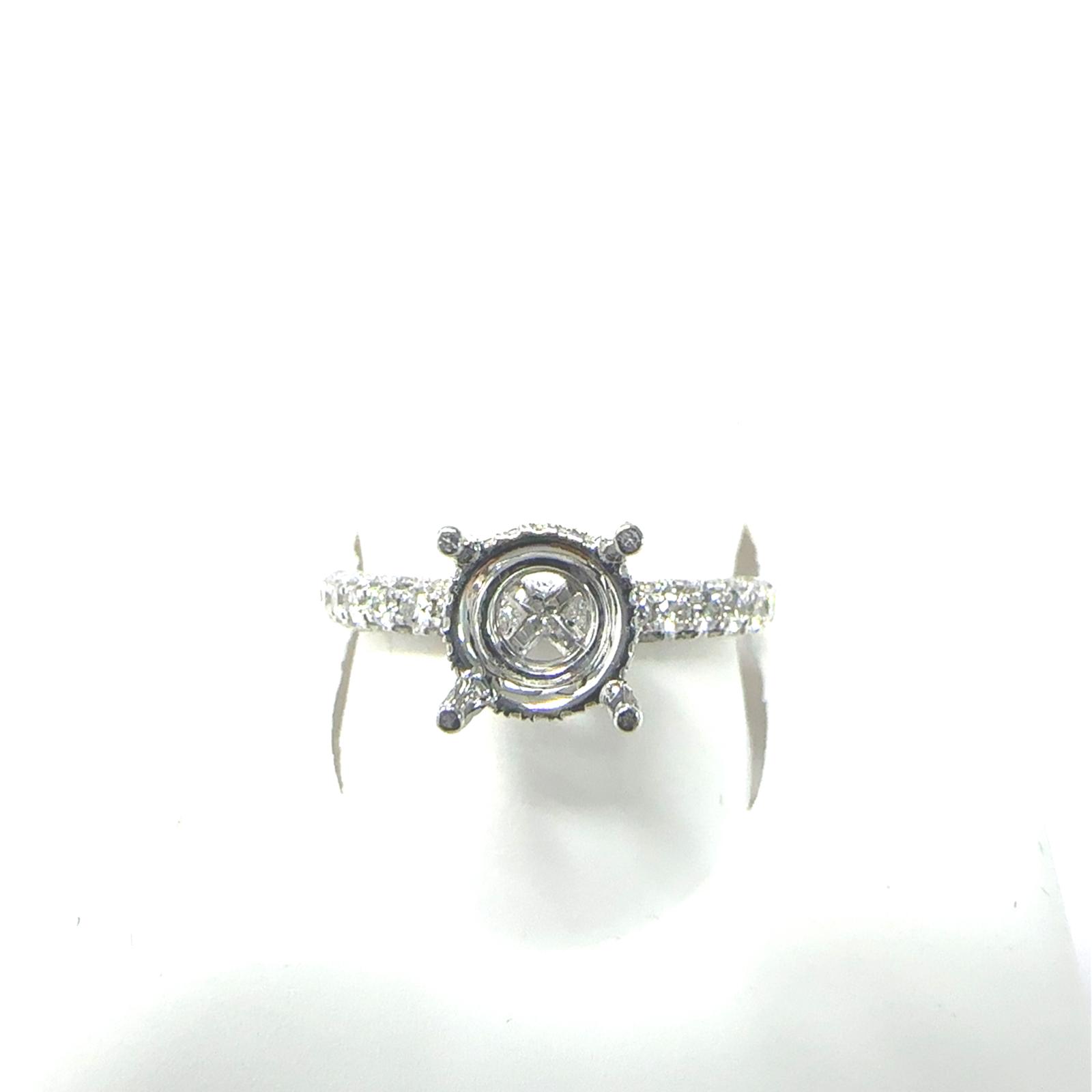 Bridal Collection Semi Mount 100 RD Natural Diamonds 0.9 set on 3.4 gr 14k WG