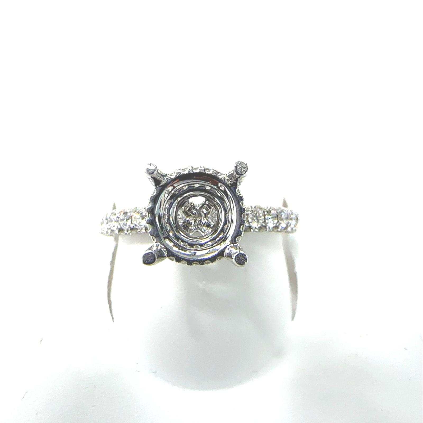 Bridal Collection Semi Mount 100 RD Natural Diamonds 0.9 set on 3.4 gr 14k WG