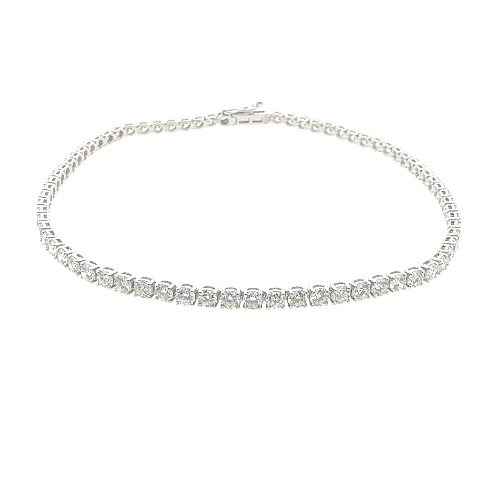 14KW NATURAL DIAMOND TENNIS BRACELET 75RD-3.00CTW 14KW-3.10GR