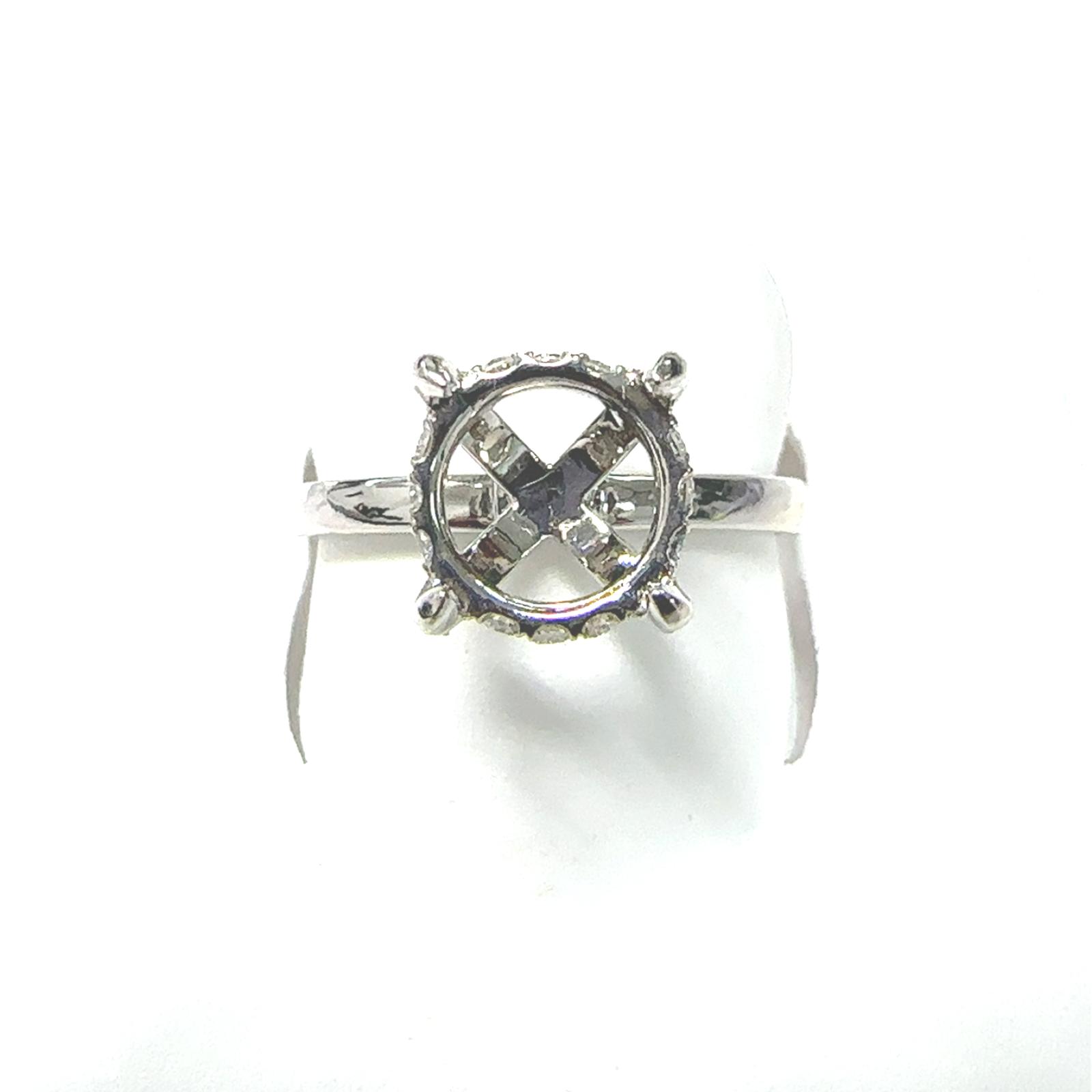 14KW LAB GROWND DIAMOND HIDDEN HALO SEMI MOUNT ROUND CENTER 28RD-0.36CTW 14KW-2.53GR