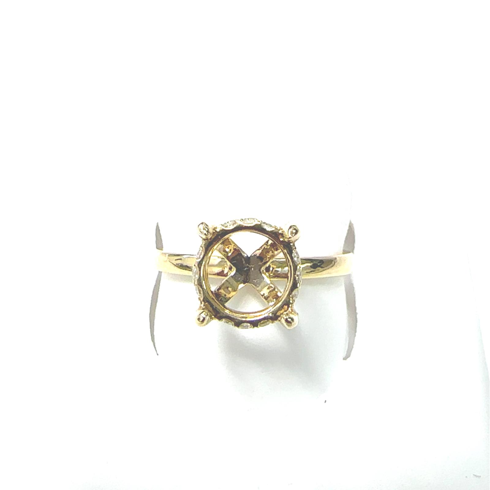 14KY LAB GROWN DIAMOND HIDDEN HALO SEMI MOUNT ROUND CENTER 28RD-0.36CTW 14KY-2.33GR