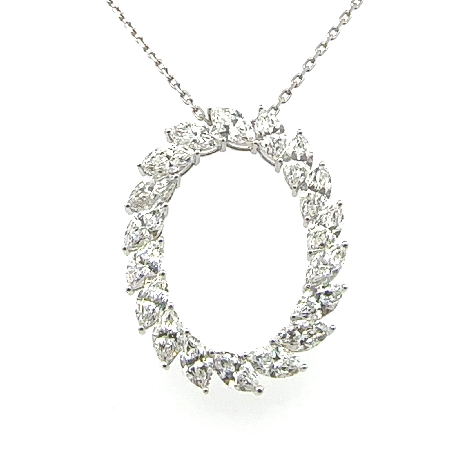 14KW LAB GROWN DIAMOND NECKLACE OVAL FRAME 16MQ-6.59CTW 14KW-5.26GR