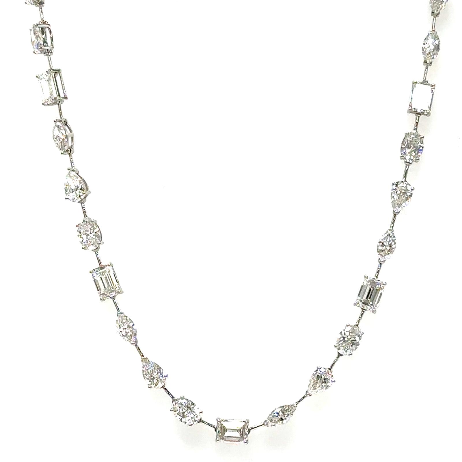 14KY LAB GROWN DIAMOND MIXED FANCY TENNIS NECKLACE 45D-24.13CTW 14KY-10.31GR