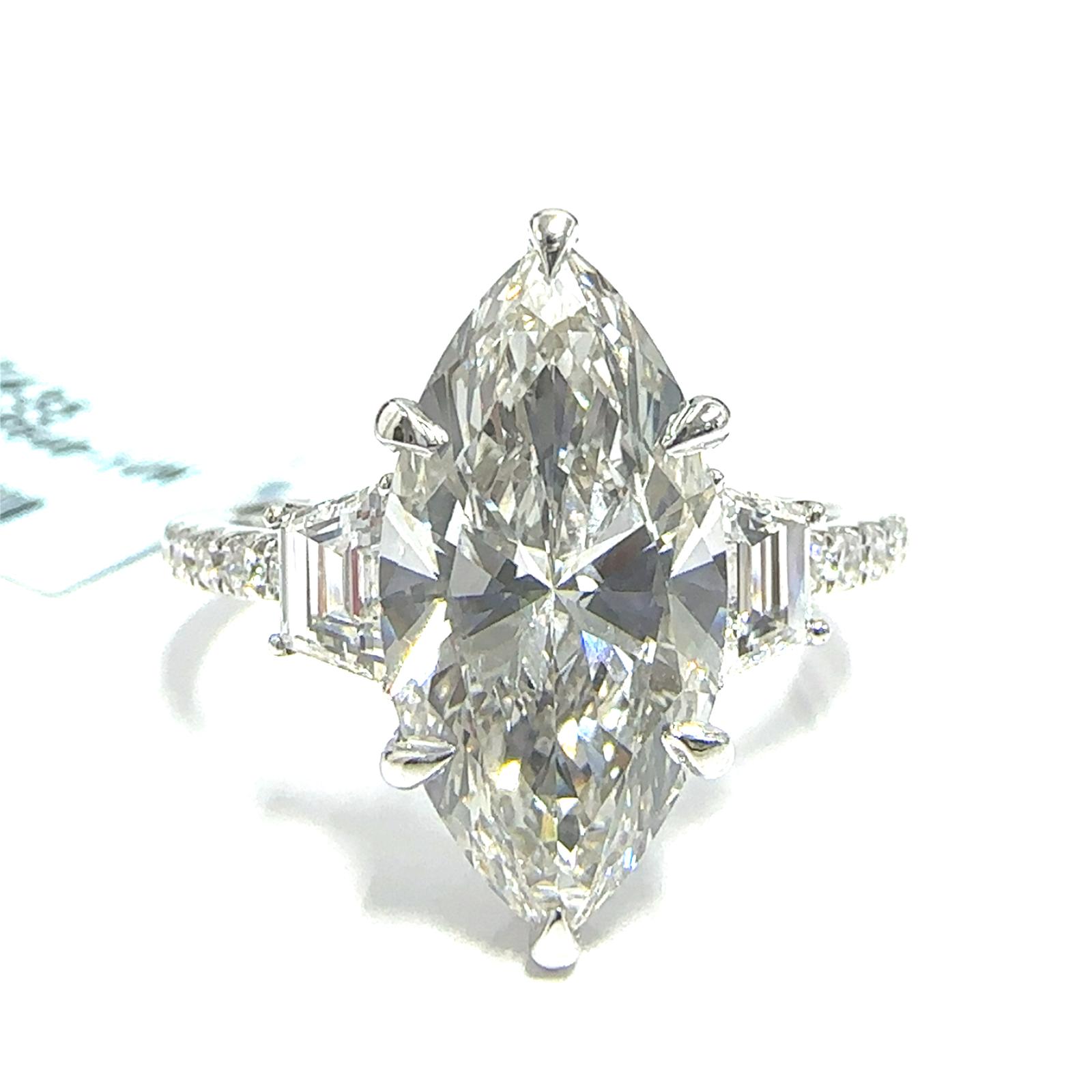 14KW LAB GROWN DIAMOND ENGAGEMENT RING NON CERT F-G VS+ 1MQ-3.04CT 12D-0.54CTW 14KW-2.682GR