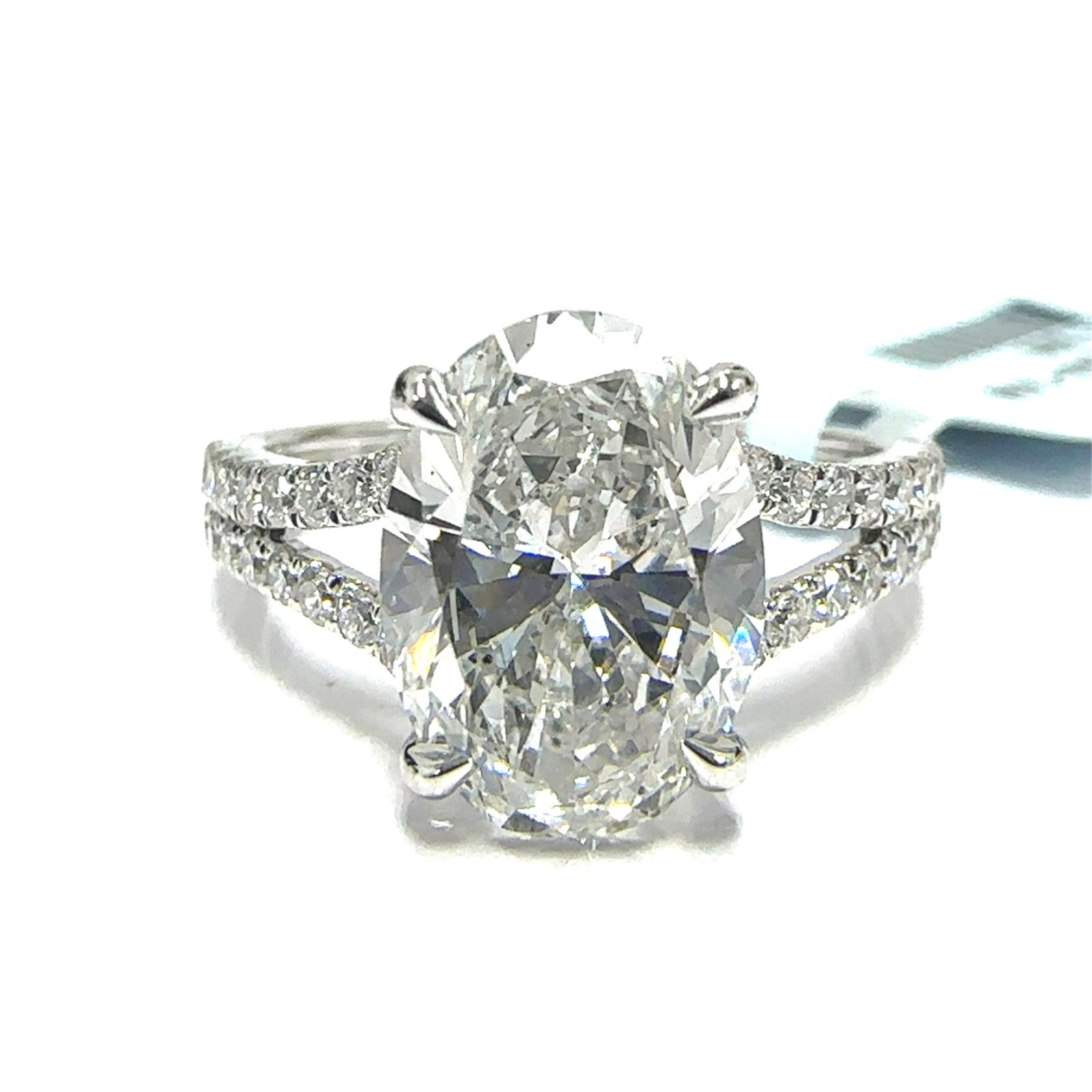 14KW LAB GROWN DIAMOND ENGAGEMENT RING NON CERT F-G VS+ 1OV-3.12CT 36D-0.44CTW 14KW-2.672GR