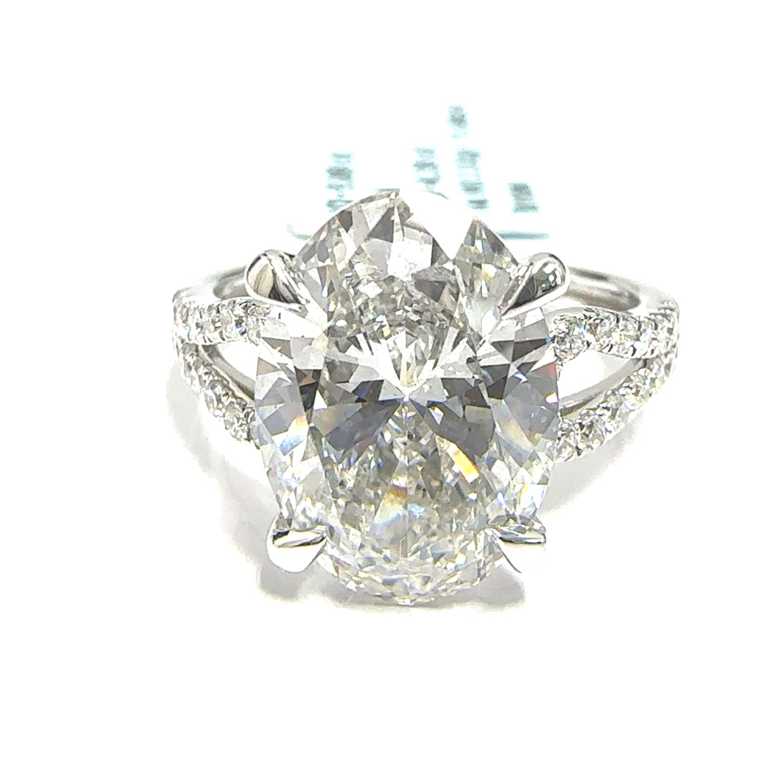 14KW LAB GROWN DIAMOND ENGAGEMENT RING NON CERT F-G VS+ 1OV-5.09CT 32D-0.39CTW 14KW-2.922GR