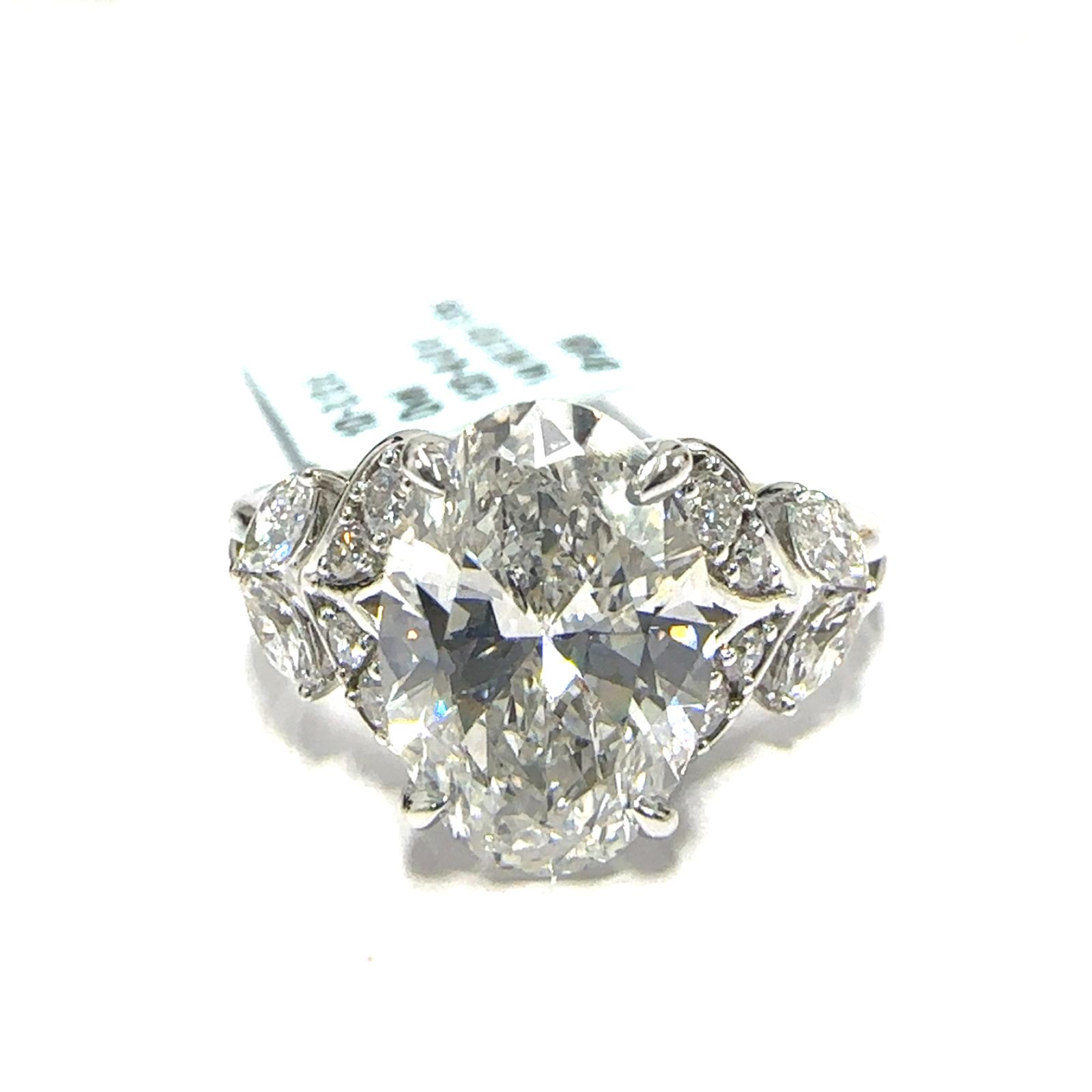 14KW LAB GROWN DIAMOND ENGAGEMENT RING NON CERT F-G VS+ 1OV-3.12CT 12D-0.43CTW 14KW-2.874GR